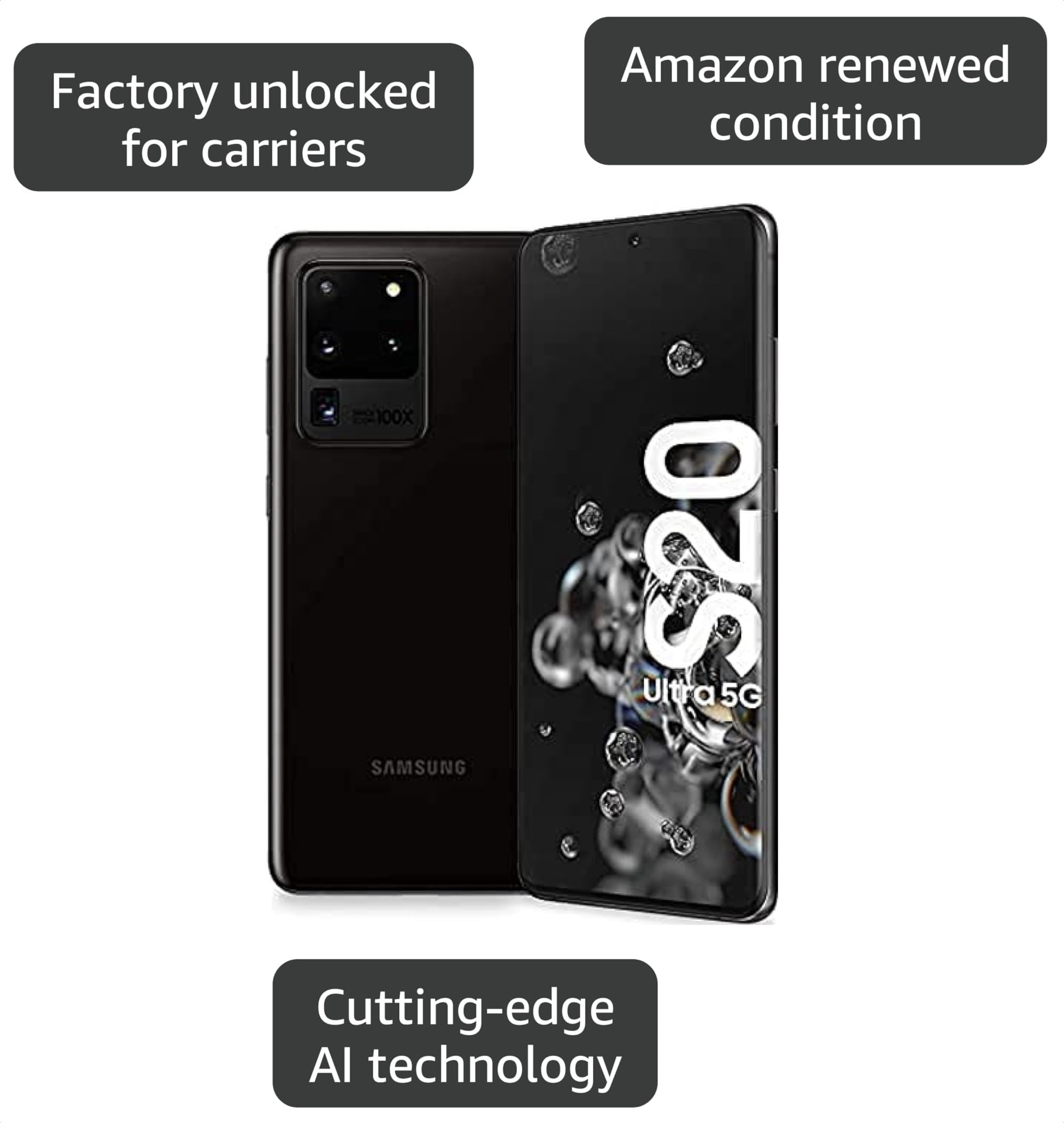 Amazon.com: Samsung Galaxy S20 Ultra, 512GB, Cosmic Black - Fully