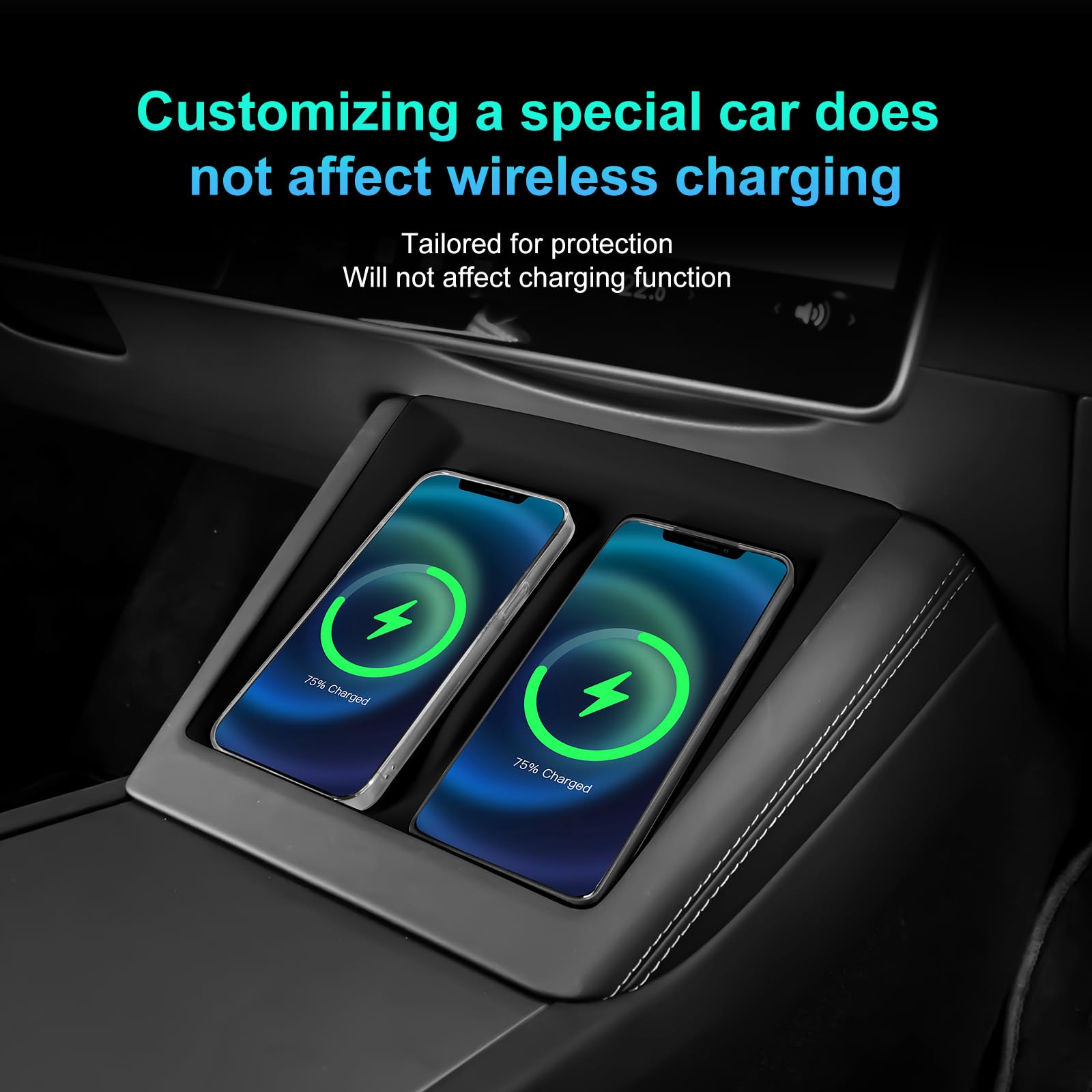Produktbild von KUNGKIC Für Seat Leon MK4 Cupra Leon Cupra Formentor 2020 2021 2022 2023 2024 Real Carbon Fiber Auto Mittelkonsole Wireless Ladegerät Dekorativer Rahmen Abdeckung Innenraum Zubehör (Schwarz