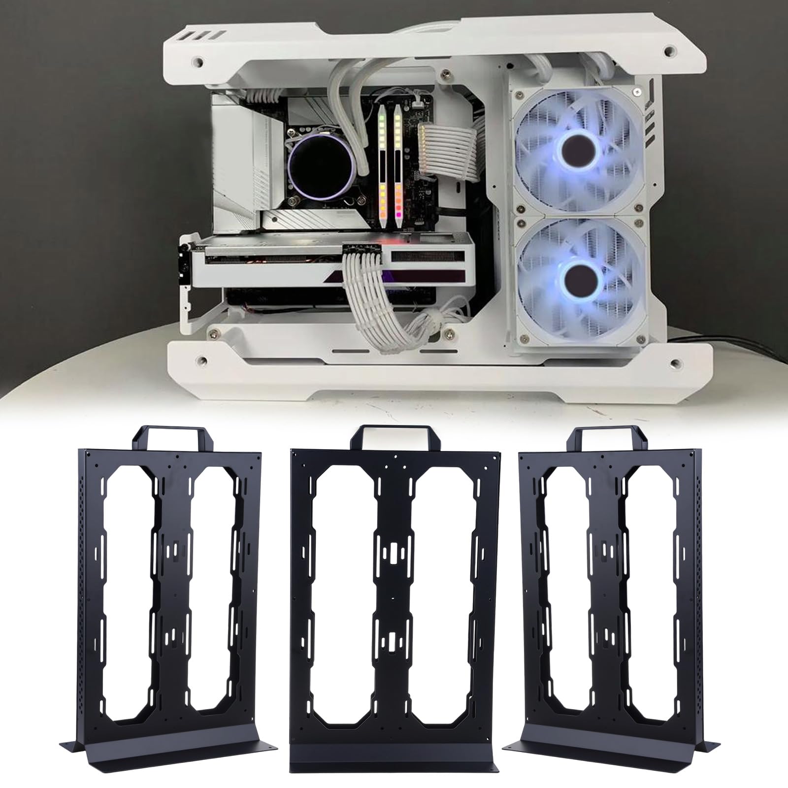 Soporte metálico para radiadores de 360 ​​mm para gestión eficiente del Calor Sistemas de Montaje sin Herramientas Amplia compatibilidad con Dispositivos informáticos Soporte para de