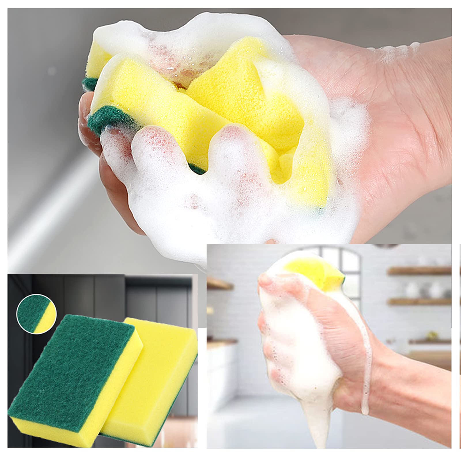 5 Spugne Da Cucina Lavabili - Doppia Faccia Antigraffio Per Piatti E Pentole - Foto 5