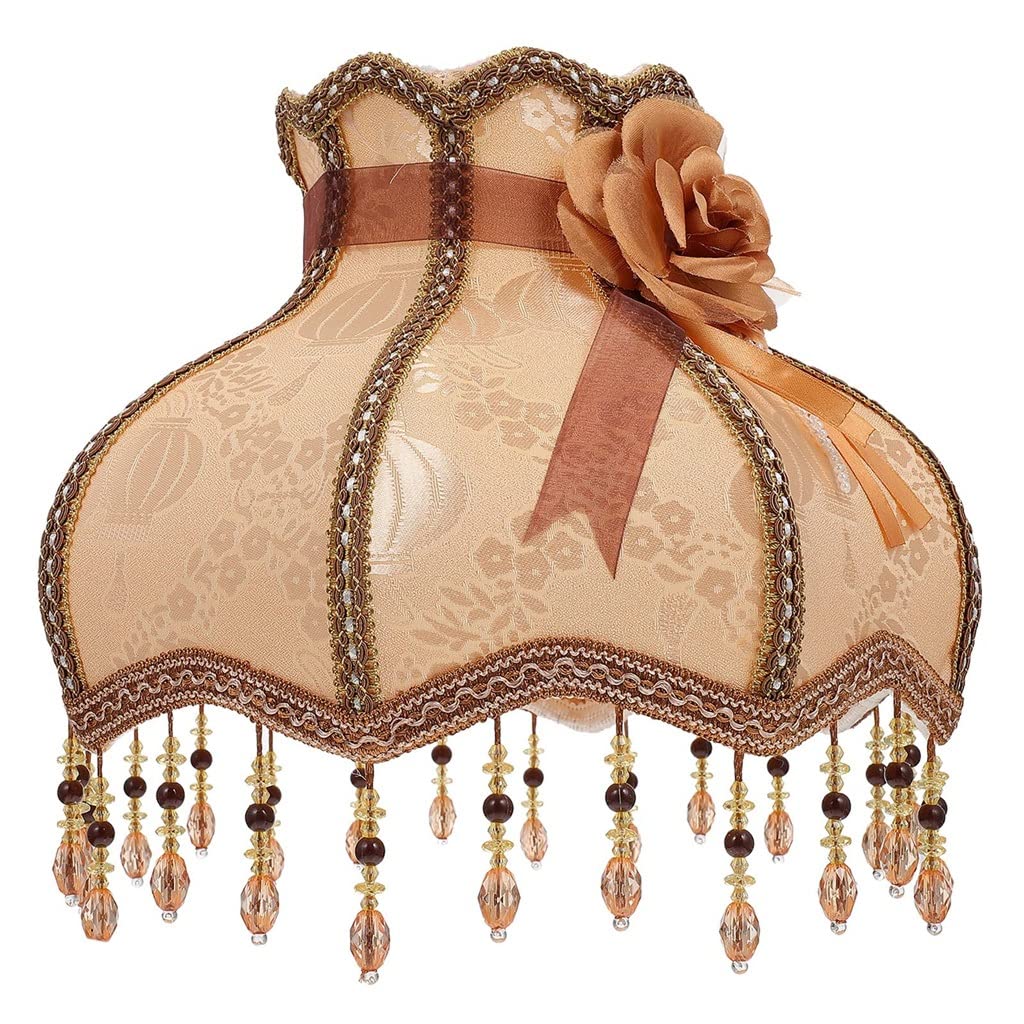 CWCQGH European Vintage Cloth Art Bead Lace Lampshade Floor Lamp Shades Bedroom Lamp Cover Table (Coffee)