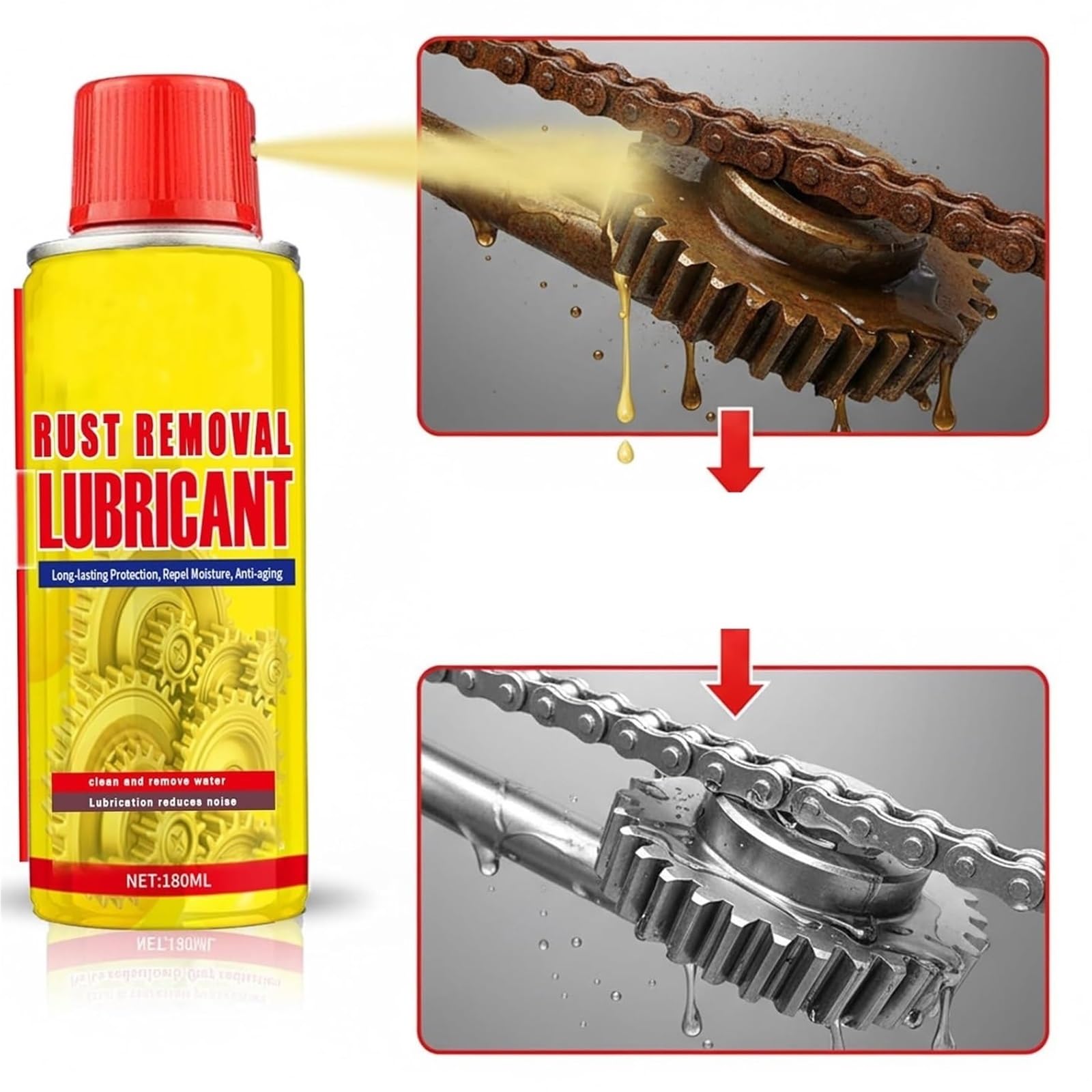 Spray Lubrificante Antiruggine Ad Azione Rapida 2 Pezzi in 1 lubrificante antiruggine Spray for rimozione ruggine ad Azione Rapida for Metallo, Formula Multiuso da 6, Once