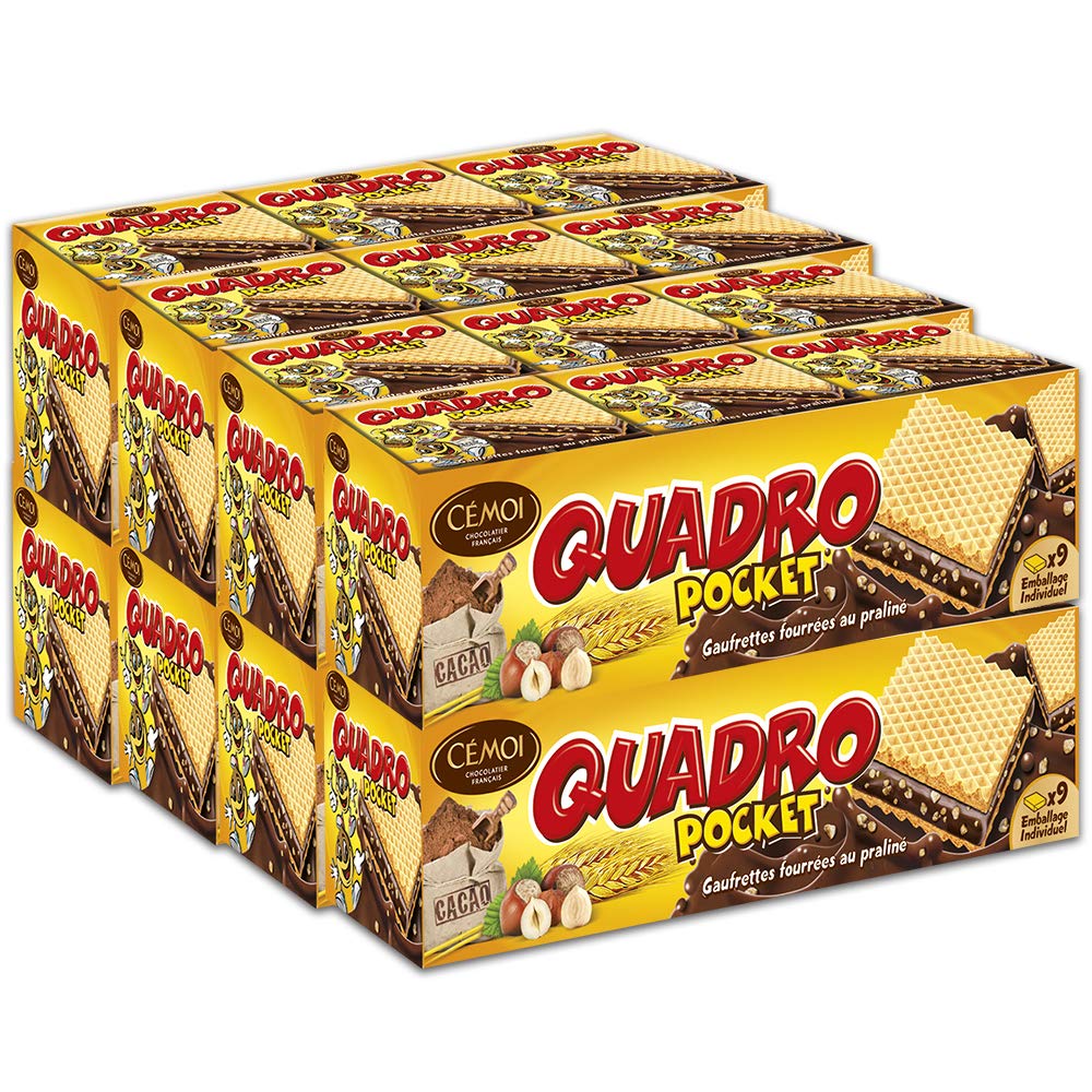 Cémoi – Estuche Quadro Pocket relleno chocolate bombones 9 gofres envueltos individualmente, fabricado en Francia, 8 unidades (187 g x 8)