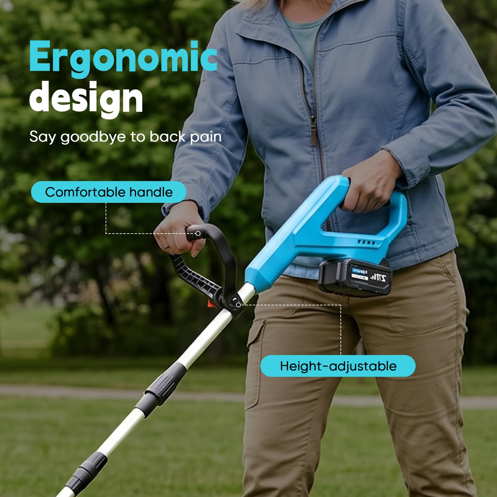 Akku-Bodenhacke für Makita 18V Batterie,550W Gartenfräse akku,15 cm Bodenbearbeitungstiefe,20 cm Bearbeitungsbreite,360RPM,Frästiefe Gartenfräse mit Verstellbarer Zusatzgriff (Ohne Akku)