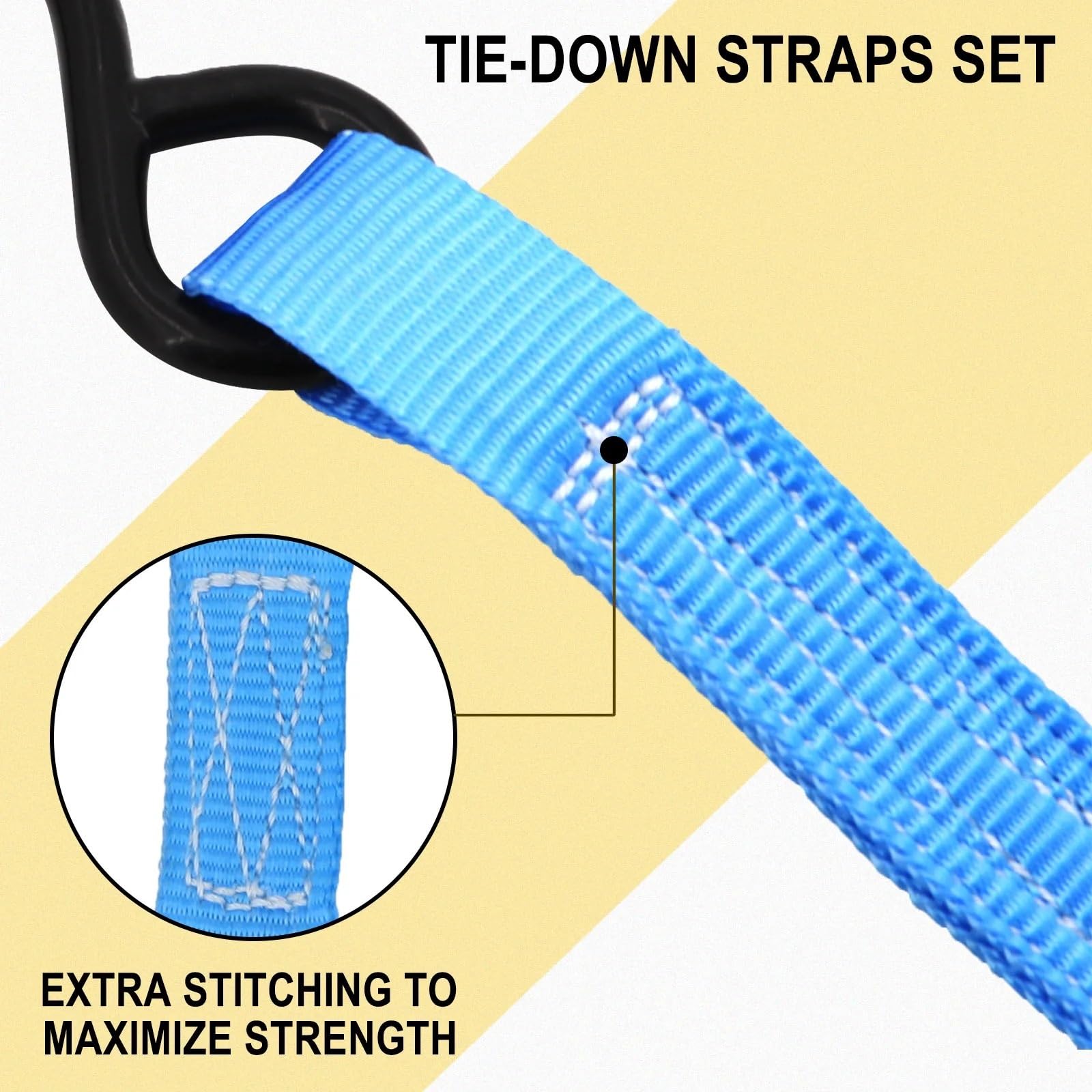 Sangles à cliquet Sangle d'arrimage de bagages automatique Portable, sangle à cliquet remorque, crochet frein, ceinture liaison for moto robuste(2pack)
