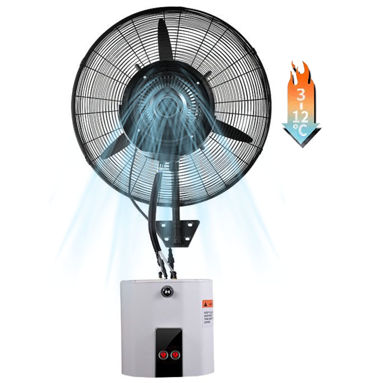 asdchZen Industrial Wall Mounted Fan, Outdoor Misting 90°Oscillating Fan With 3 Speed Setting, Patio Outside Restaurant Factory Workshop Cooling Fan, 81Cm/31.9In,81cm/31.9in