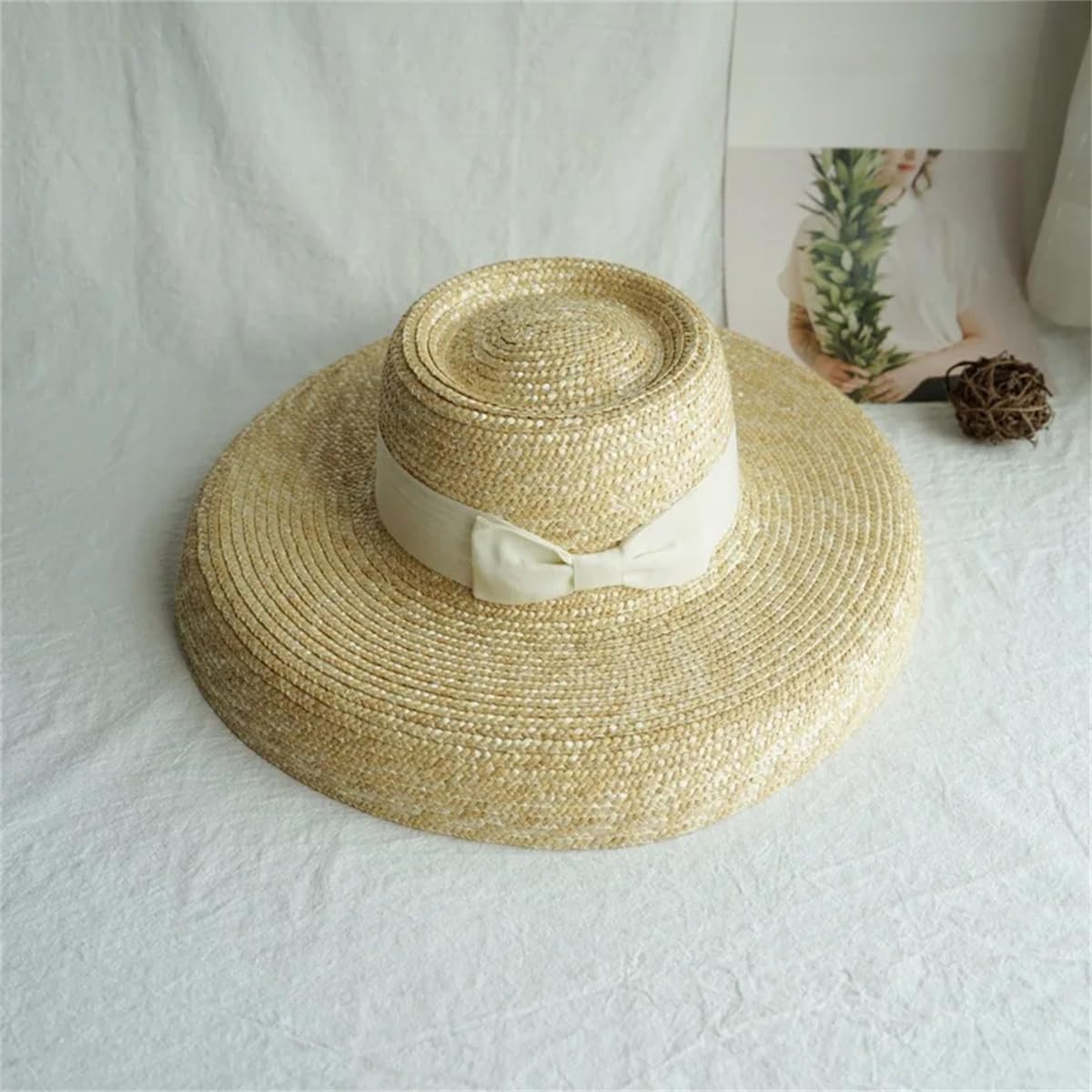 Sombrero De Verano para Mujer, Sombrero De Paja De ala Ancha De 15 Cm, Sombrero De Playa, Sombrero con Pantalla De Lámpara, Sombrero De Boda para Dama De Honor