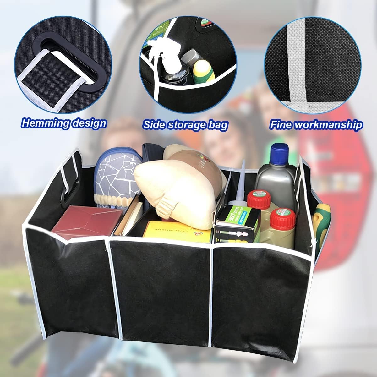 Organisateur De Coffre De Voiture Pliable Étanché - Sac Rangement 3 Compartiments Pour SUV Camion