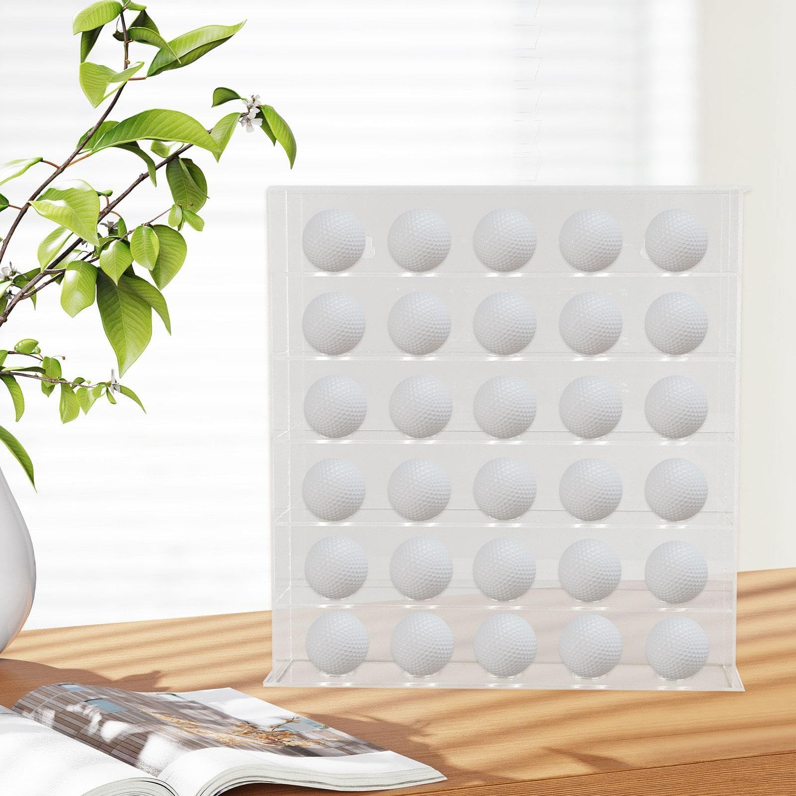 Menolana Golf Ball Display Case Cabinet, Holds 30 Balls Premium 6 Shelves Storage Box Clear Gifts Protect Golf Ball Display Rack, S