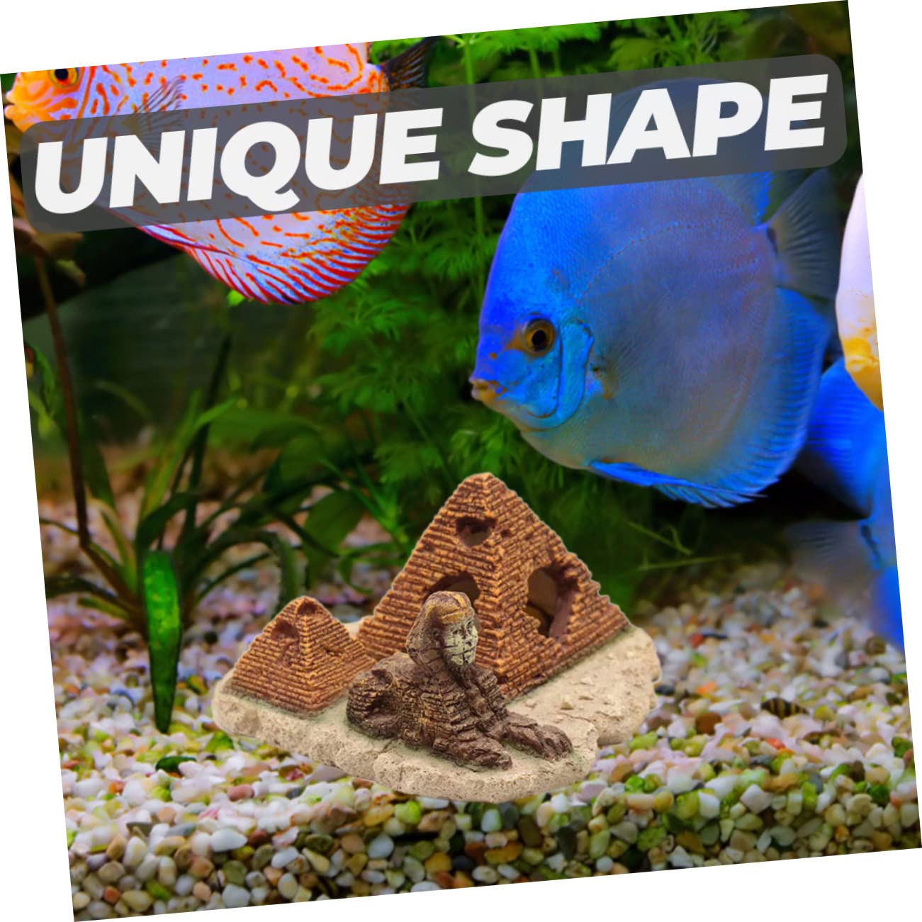 YARNOW 4 Pièces décor sous-Marin Décoration Aquarium Décoration Paysage Aquarium décorations d'aquarium Poisson cachette de crevettes d'aquarium Ornement en Forme de Pyramide résine