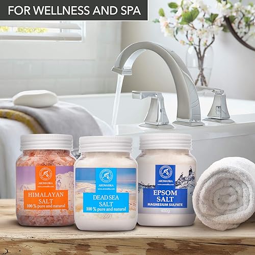 Miniatura 7 de Juego de sales de baño de 42 onzas  Sal de Epsom  Sal rosa del Himalaya  Sal del Mar Muerto  100% pura y natural  Lo mejor para un buen sueño