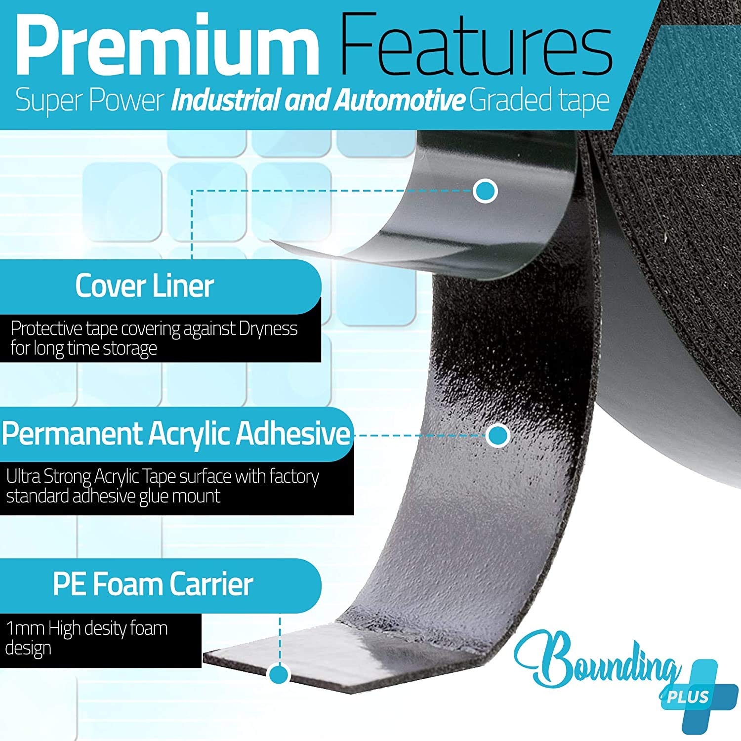 Rouleaux De Ruban Adhésif Double Face En Mousse Noire De 12 Mm Rouleaux De Ruban De Montage Etanches Pour Garnitures De Voiture Plaques Dimmatriculation 10 M Par Rouleau 90402424