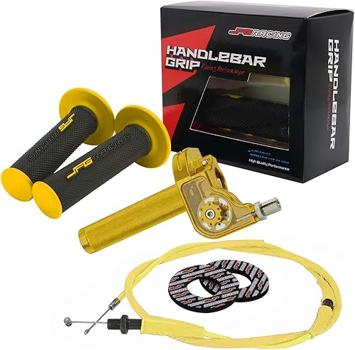 JFG RACING Asamblea del acelerador de motocicleta, 78 pulgadas, 0.866 in, empuñaduras de acelerador giratorio con eje giratorio, cable CNC universal