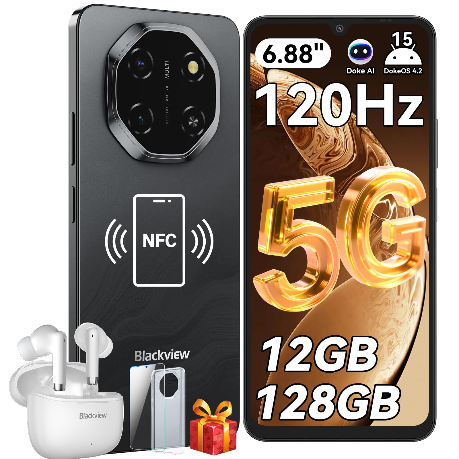 Blackview Shark6 black simフリー　5G Amazon.com: Blackview Shark 6 Unlocked Android Phones 5G (2025