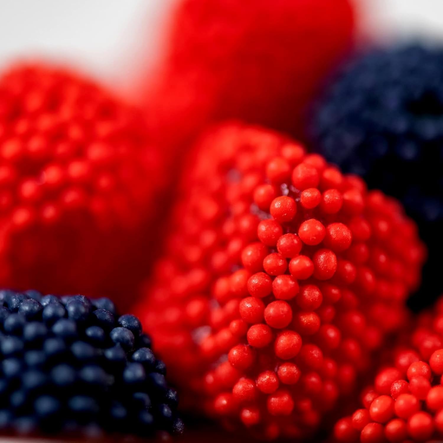 By The Cup Raspberries and Blackberries Soft Chewy Fruit Flavored Jells Covered in Candy Seeds, 2 lb Bulk Bag