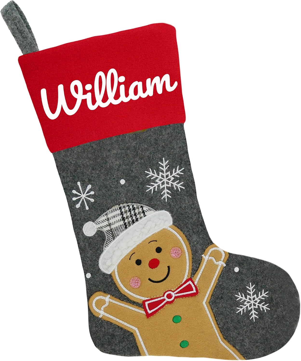 Set of 8, 18" Dia Personalized Gray Christmas Stockings with Embroidery Names, with Holders,Quality Thick Fleece Material Stockings for Family Décor(Set of 8)