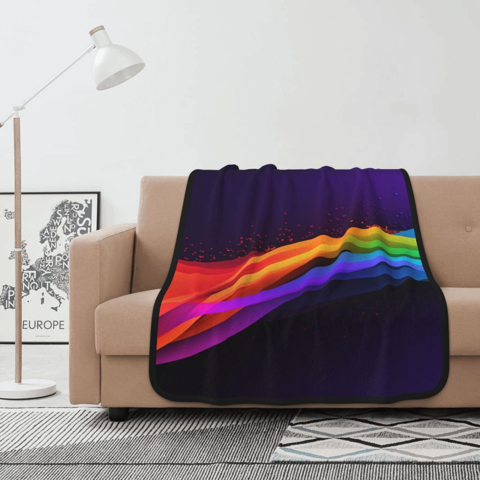 Plaid de canapé Colorful1 couverture polaire légère 102x127 cm pour soirées cocooning au salon