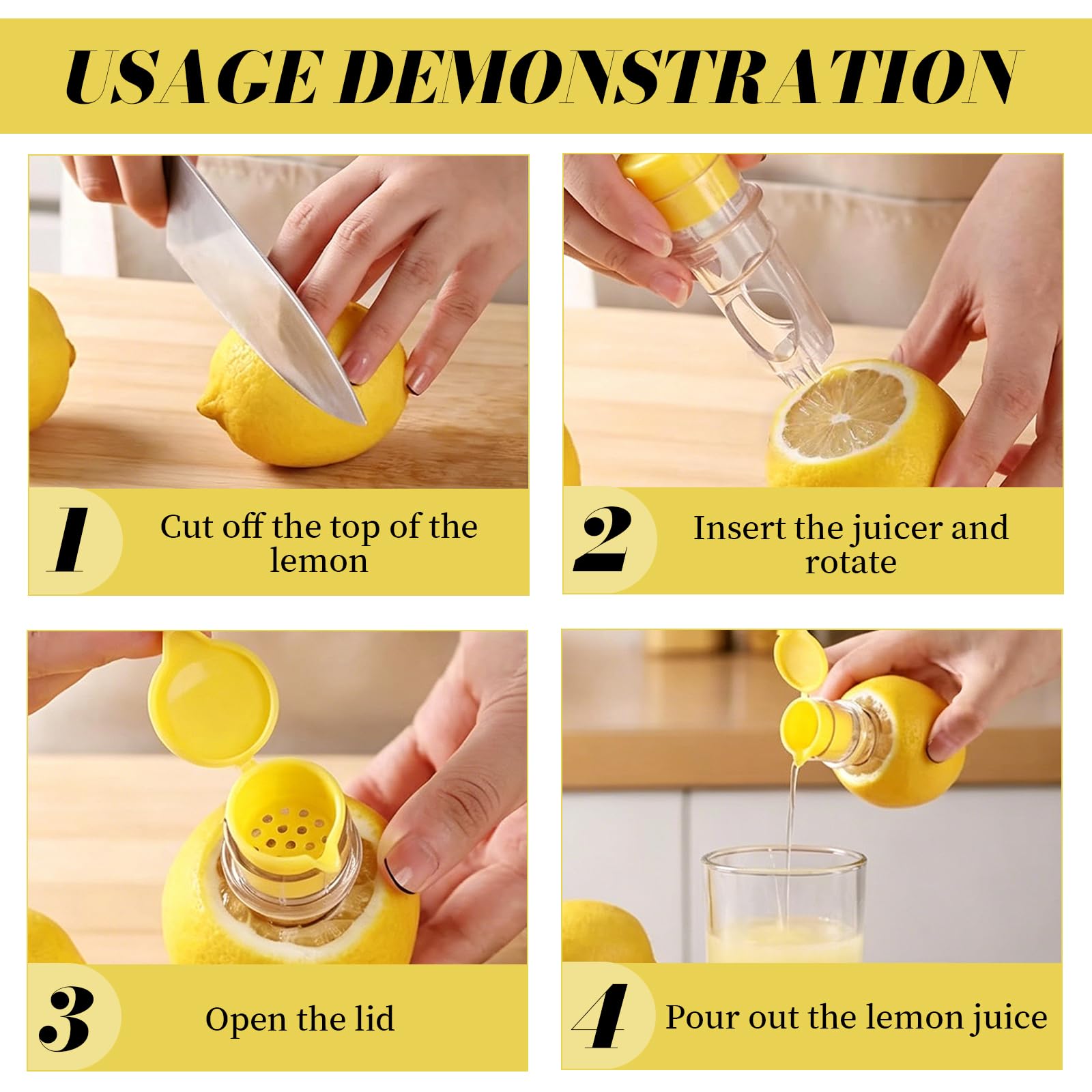 Exprimidor Limón Portátil Manual 2 Piezas, Pequeño Lemon Squeezer con Tapón de Rosca, Fácil de Limpiar para Cócteles