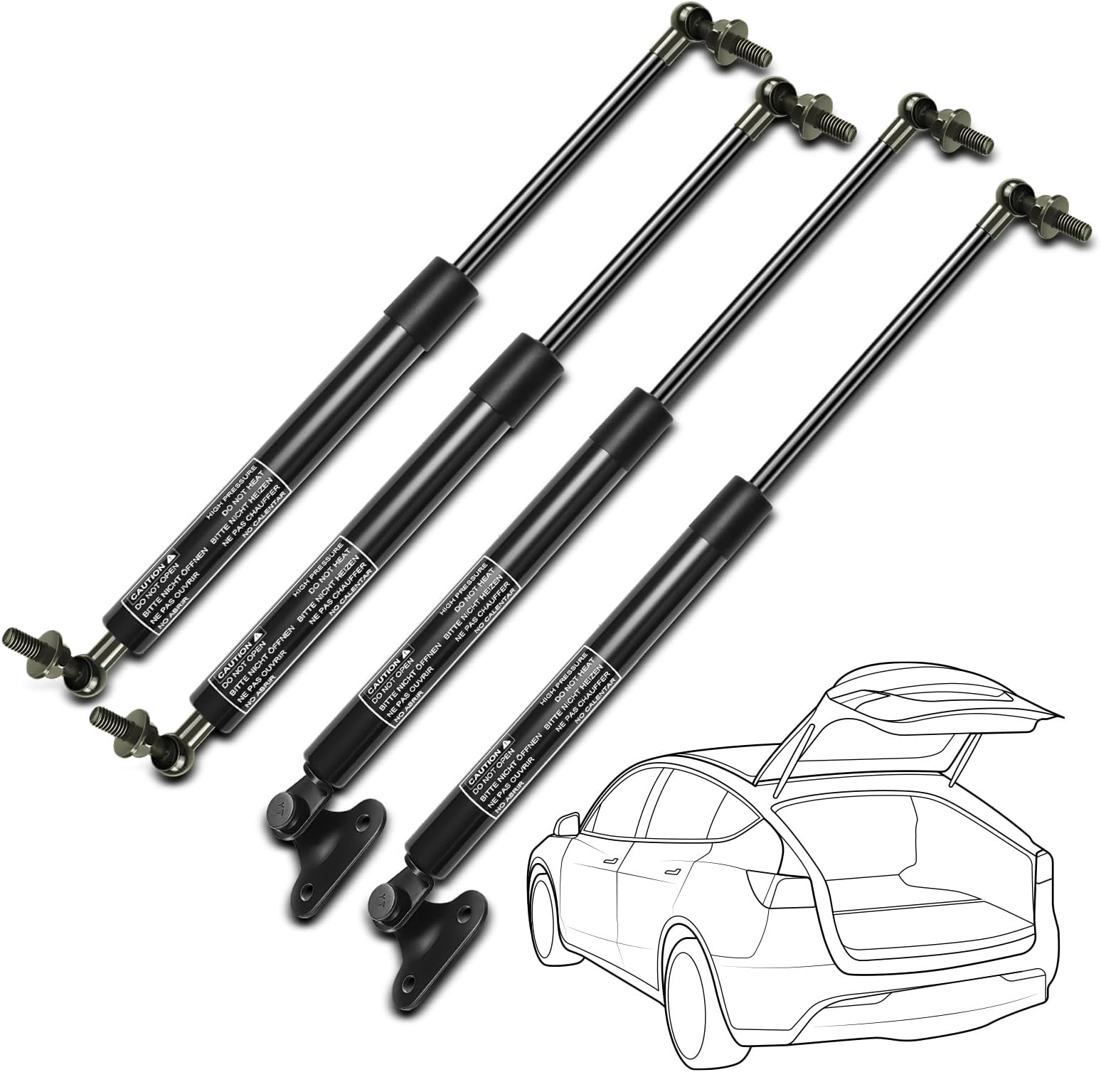Set of 4 Lift Supports Gas Struts Replacement for Toyota Land Cruiser Lexus LX470 1998-2007 Front Hood and Rear Liftgate