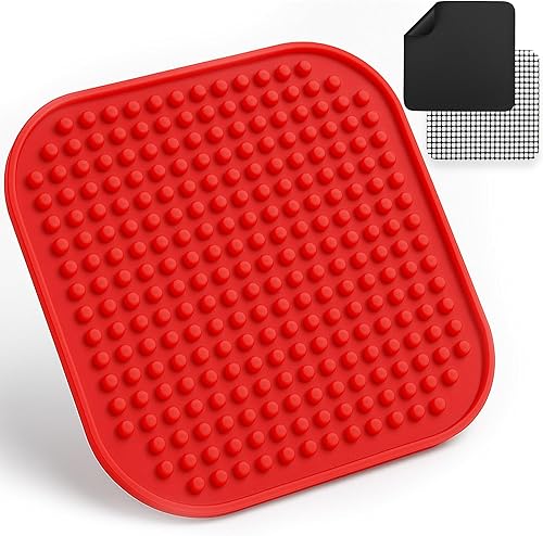 Juego de 3 revestimientos para freidora de aire con alfombrilla de silicona, alfombrillas resistentes al calor para freidora de aire compatibles con