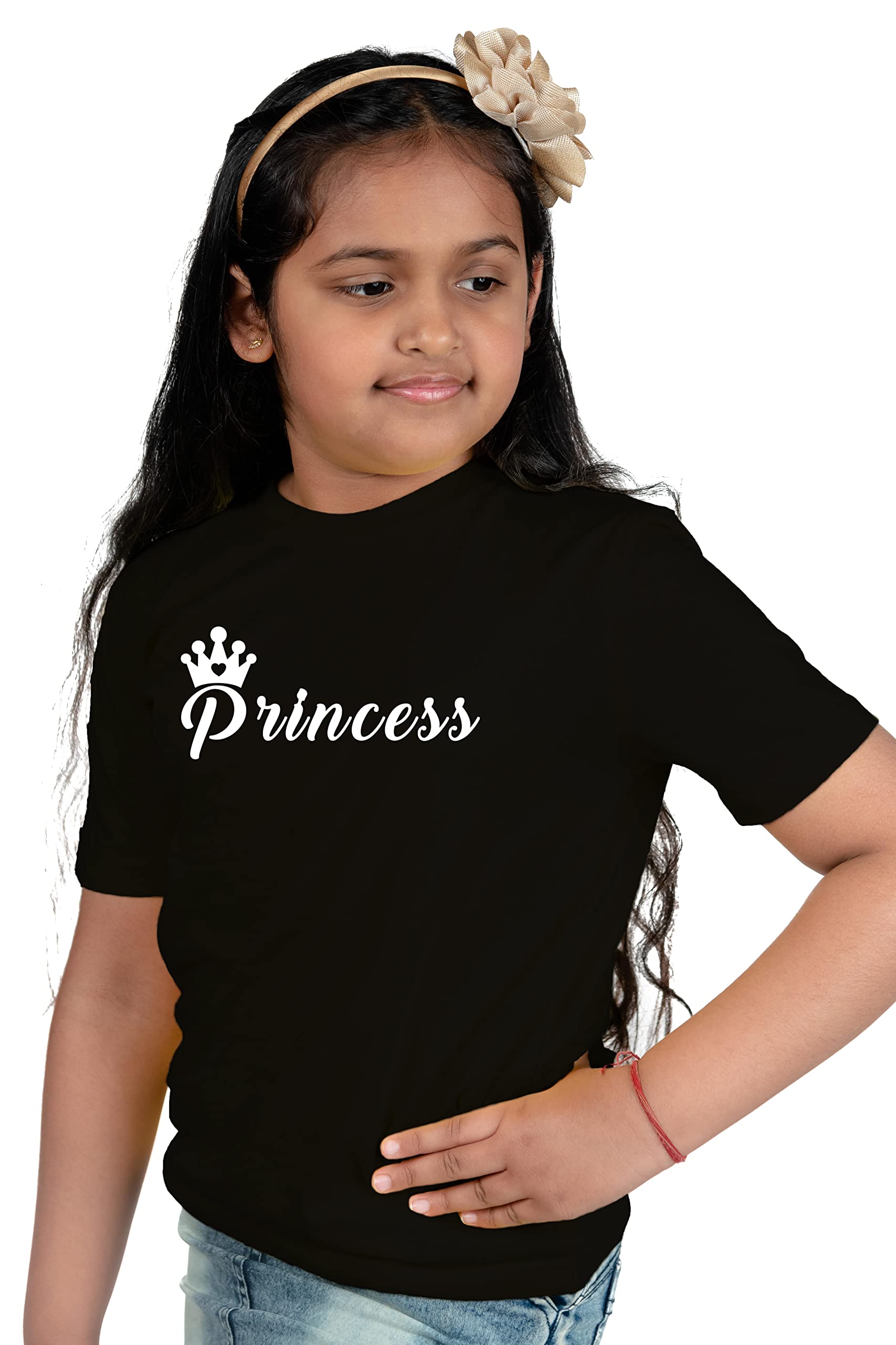 ChombookaKids Graphics Print Half Sleeve Round Neck Cotton T Shirt | Aqua.Blue,Black,Red,Lemon,pink,White,Yellow | Kids_Princess_GIRL_H.S (Pack of 1)