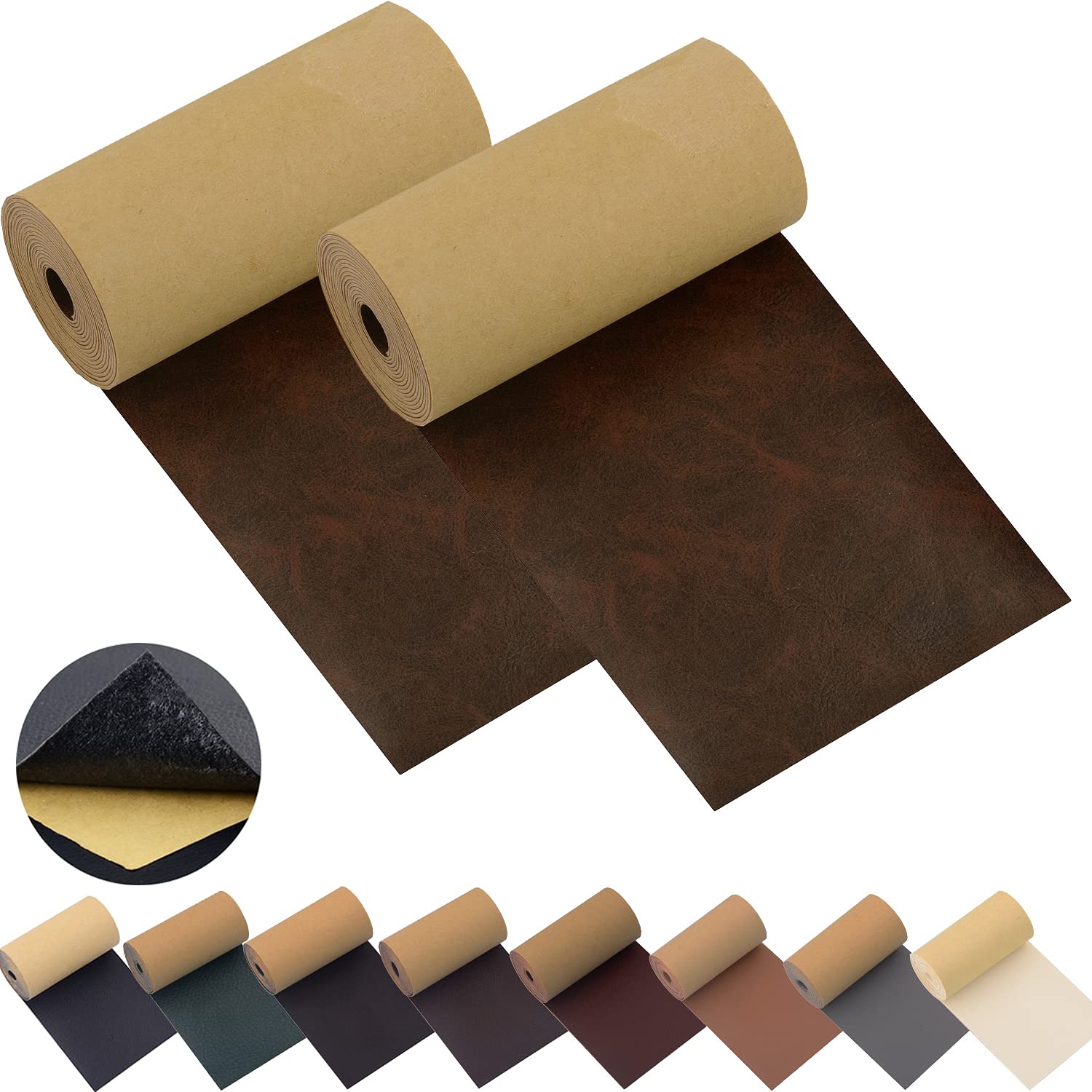Leather Repair Patch Tape for Couches 2packs kit 3X55inch Self-Adhesive refinisher cuttable for Furniture Sofa Vinyl Car Seats Couch Chairs Shoes First Aid Patch Fix(crazy horse dark Brown, 3X55 inch)