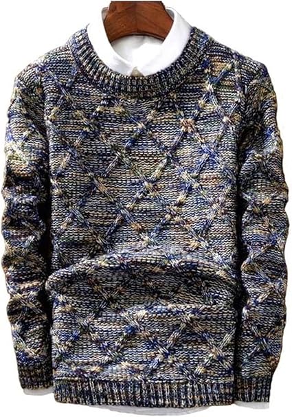 Amazon Co Jp メンズ長袖セーター メンズファッションプルオーバーoネックストライプスリムニットファッション醜い青いセーター男スポーティング クラブプルオーバートップ 男性用ニットセーター Color A1 Size Xxxl ファッション