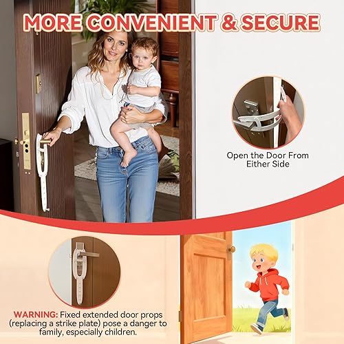 Miniatura 5 de Pestillo para puerta de gato, 2 piezas de accesorios de puerta para gatos para mantener a los perros fuera de la caja de arena y los alimentos,