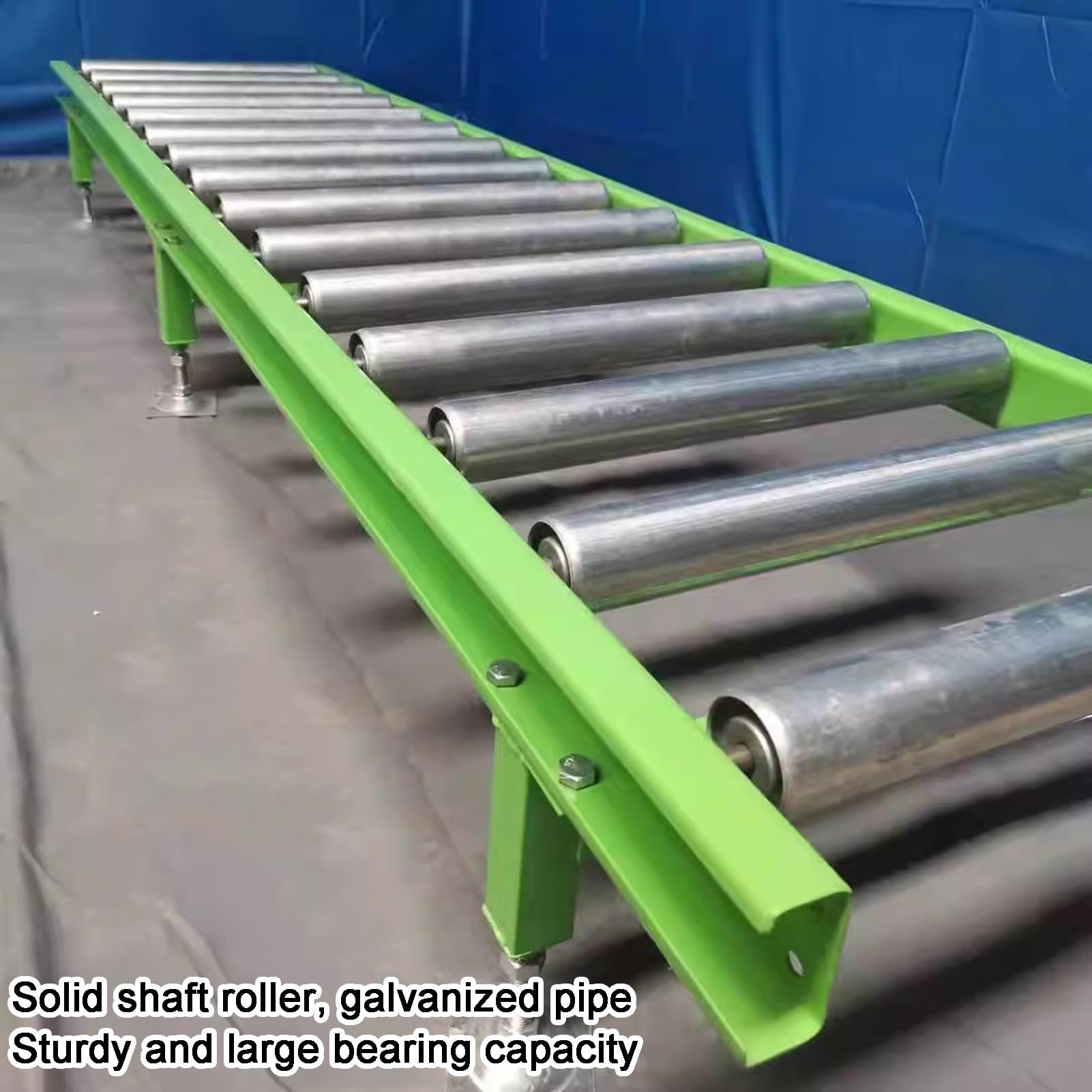 Rulli per trasportatori industriali leggeri - Giunzione non alimentata in acciaio zincato per magazzini e fabbriche - Sistema di scivolo per impieghi gravosi 150x60x30cm