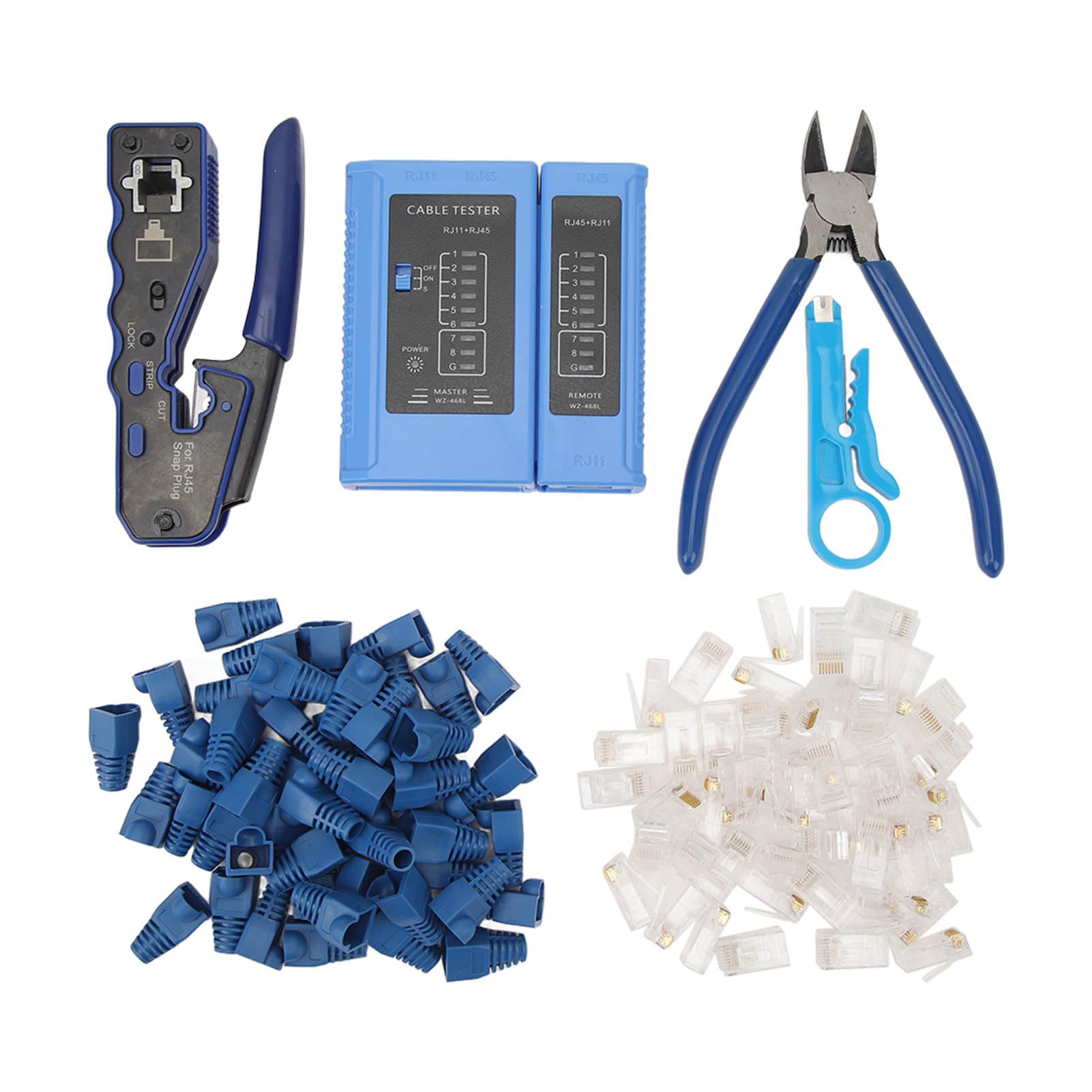 Tester Per Cavi di Rete RJ45 E Strumento di Crimpatura Se, Kit Crimpatrice Ethernet Professionale Per Manutenzione E Riparazione Efficienti dei Cavi Ethernet