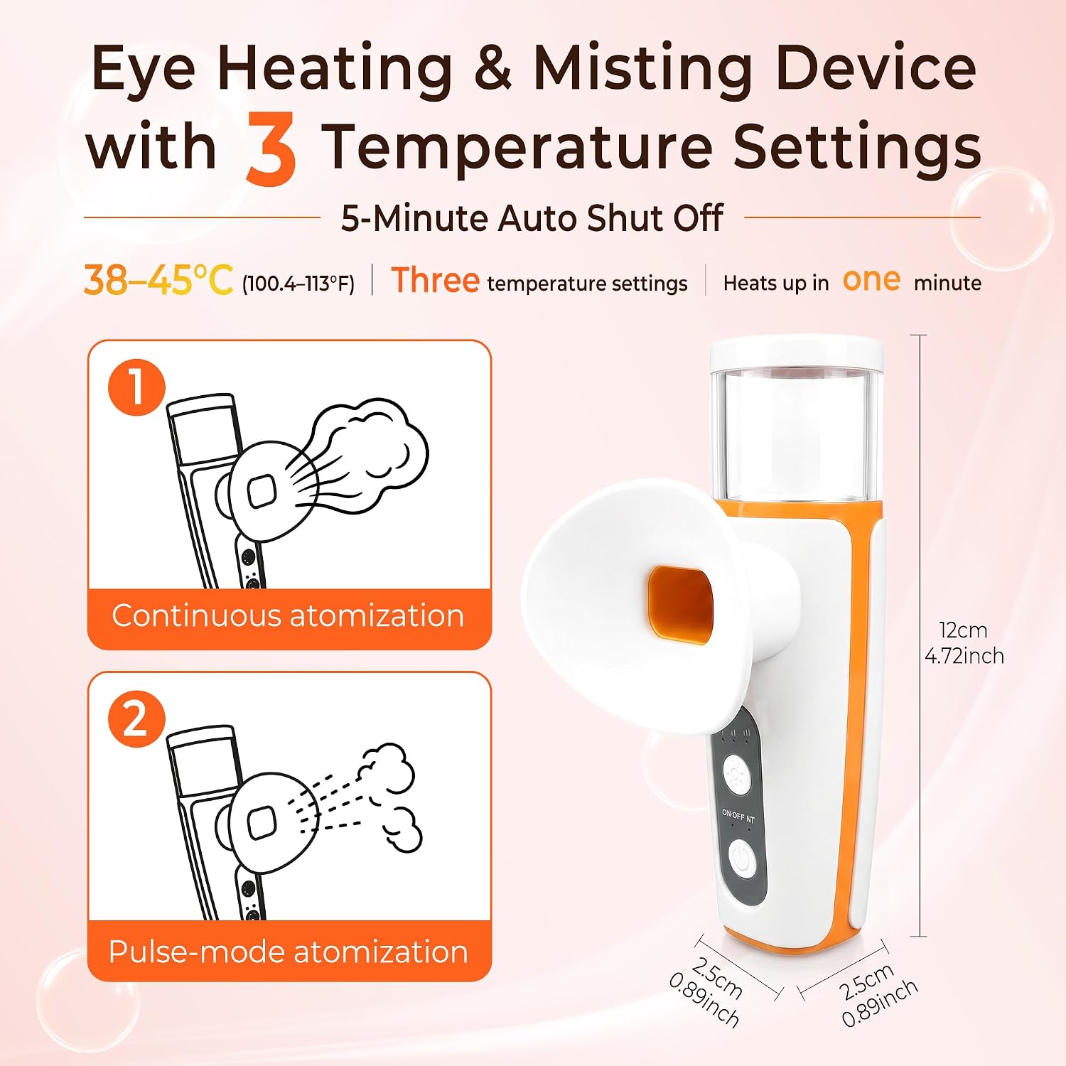 Kocpudu Eye Steamer for Dry Eyes, 3-Speed Adjustable (White) | Hot Compress Eye Mist Steam, Portable Travel Bag, Rechargeable, Used For Relieving Dry Eyes And Eye Care