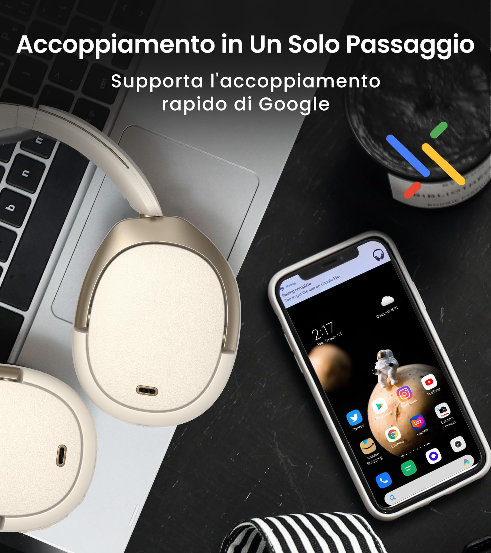 Edifier WH950NB Cuffie Cancellazione Attiva Rumore, Hi-Res Audio Wireless LDAC Codec, 55 Ore Autonomia, Google Fast Pairing per Android, EQ Custom via APP, Bluetooth V5.3 Dual Connesione, Pieghevole