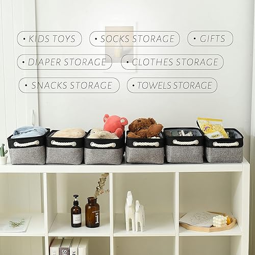 Miniatura 2 de TcaFmac Cesta de almacenamiento para estantes, paquete de 6 cubos pequeños de tela para organizar, cubos de almacenamiento plegables con asa para