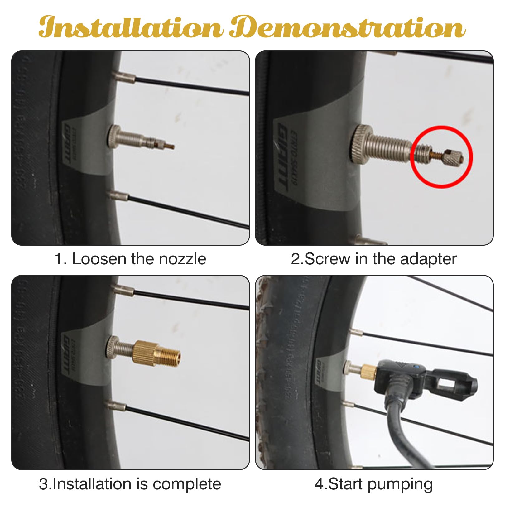 Supecesorio Ventiladapter 2er Set - Französisches Auf Autoventil, 17.5cm Schlauch