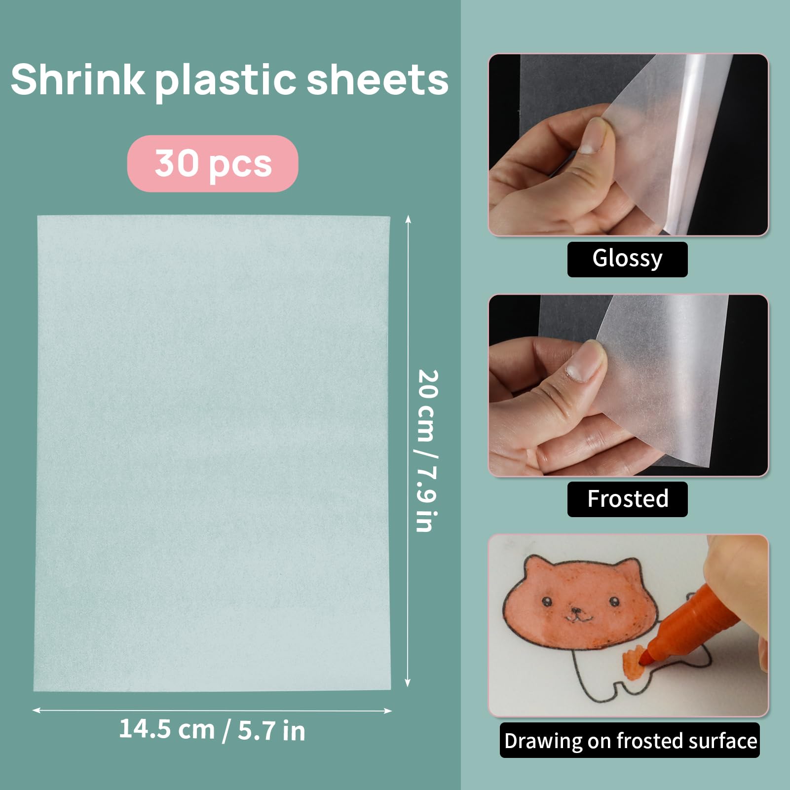Hanqing 30 Pcs Shrink Plastic Sheets, Semitransparent Sanded Shrink Films Papers for Craft DIY Creating Key Chains(A5/7.9 x 5.7 inches) - Image 2