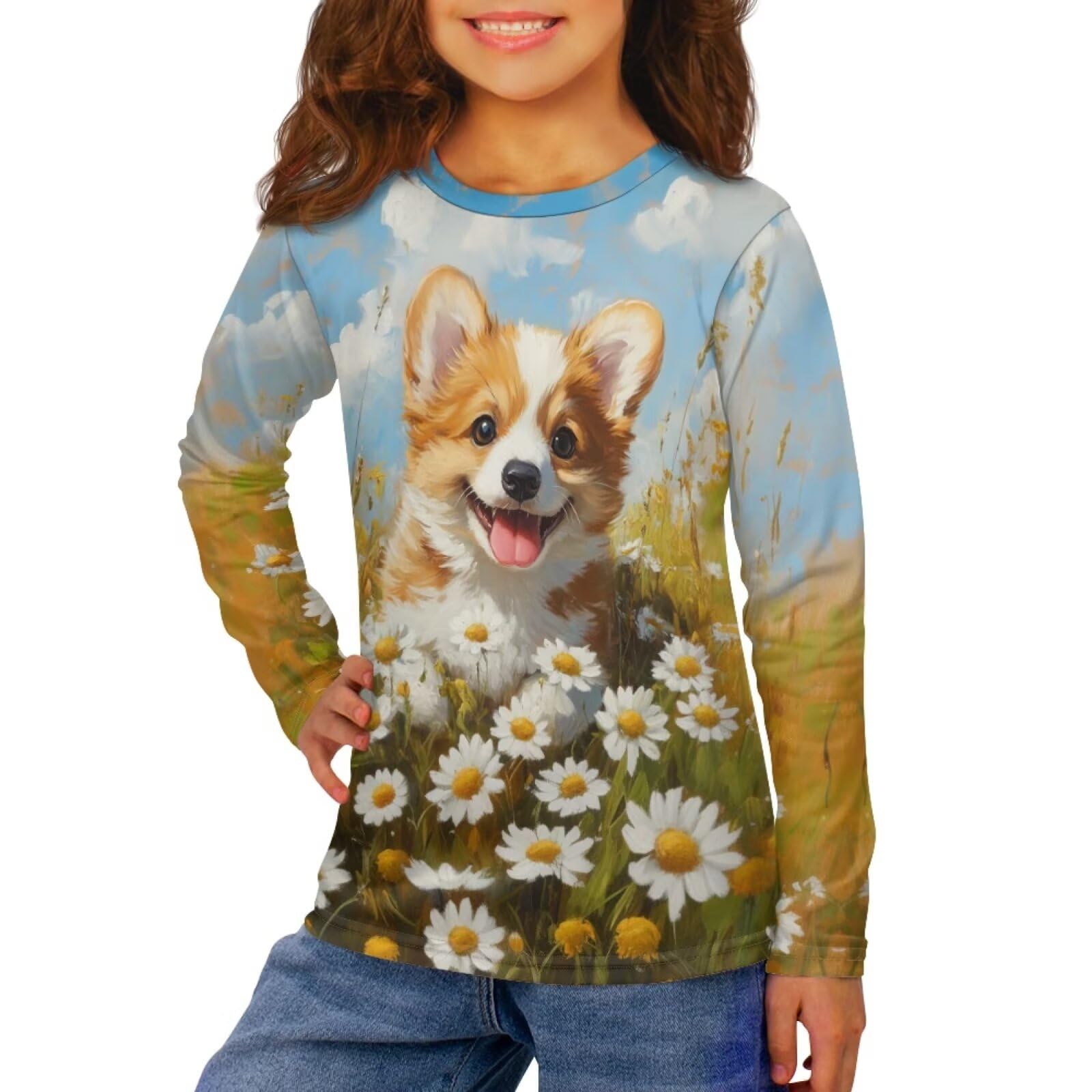 Long Sleeve Shirts for Girls Winter Tops 3-16t Cartoon T Shirts for Fall Clothes