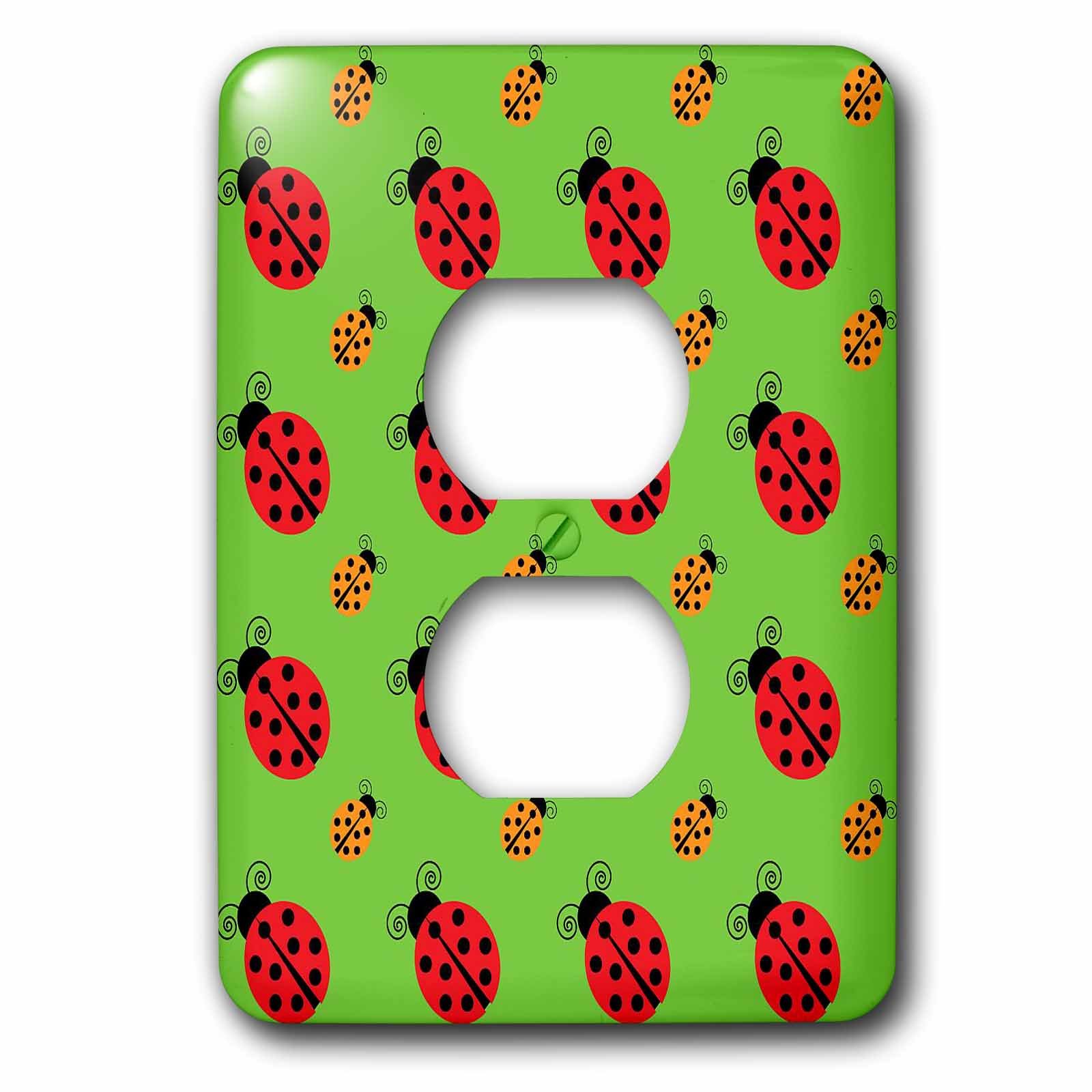Funda para enchufe doble de 3dRose con colorido diseño de chicas sobre verde