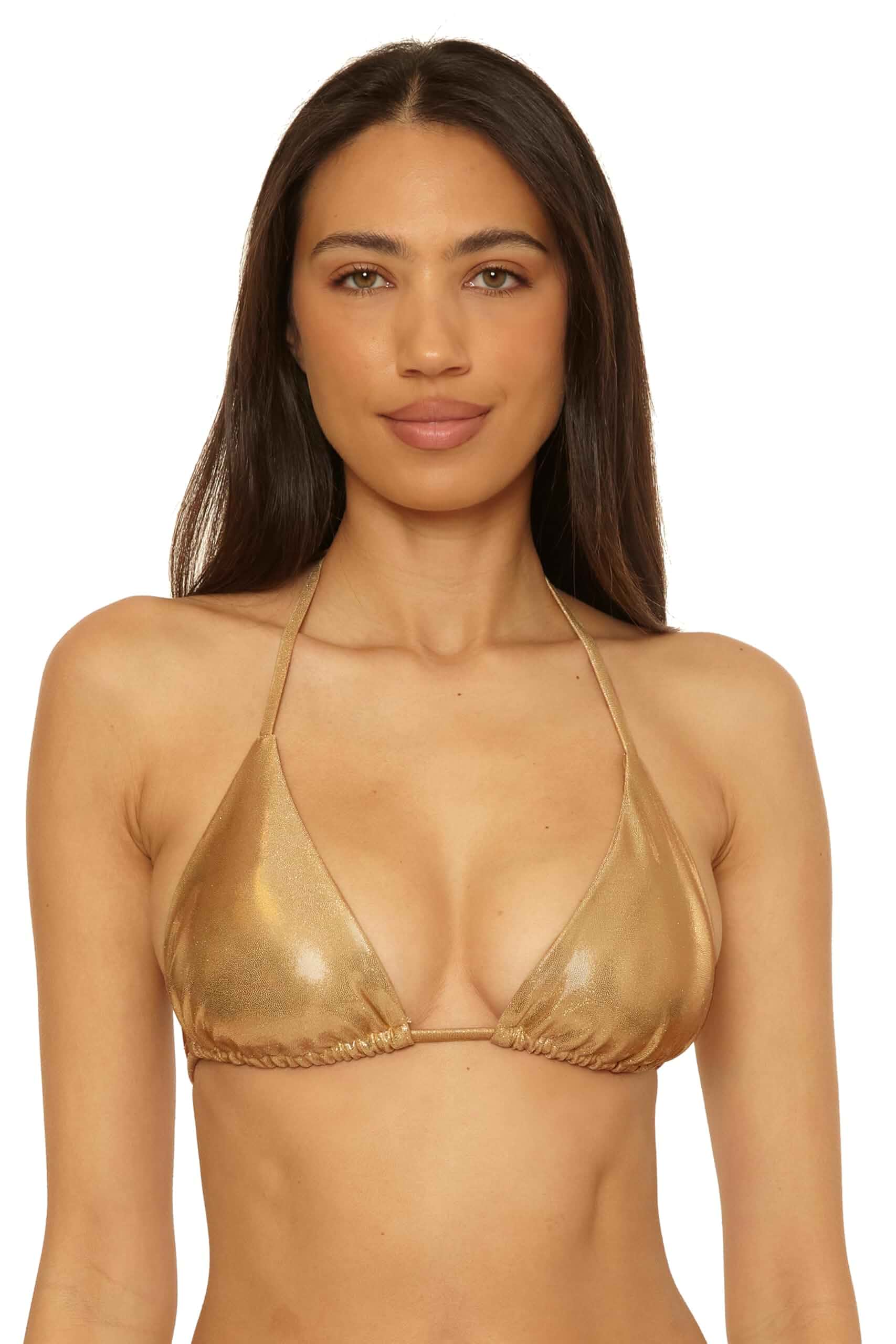 Becca Liquid Metal Triangle Bikini Top, Adjustable, Tie Back, Swimwear Separates for Women