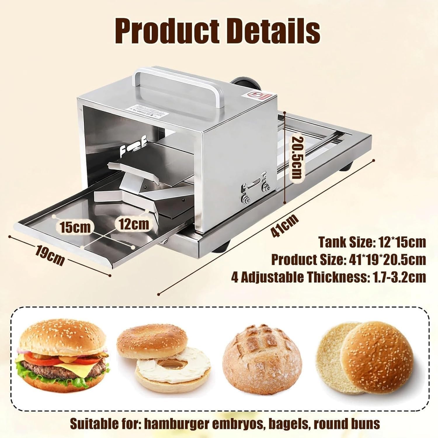 Bagelschneider, Gewerbe-Bagelschneider, Schneidet gleichmäßige Brotscheiben, Brötchen und Hamburger. Kleiner manueller Brotschneider aus Edelstahl für die Küche, inklusive einer Ersatzklinge