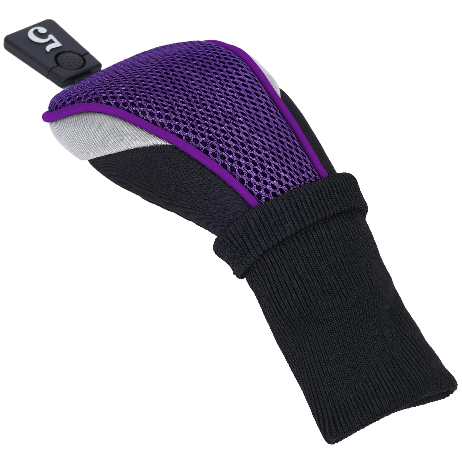 Andux Golf Club Head Covers Set Long Neck (3 Hybrid Covers + 3 Wood Covers) Purple