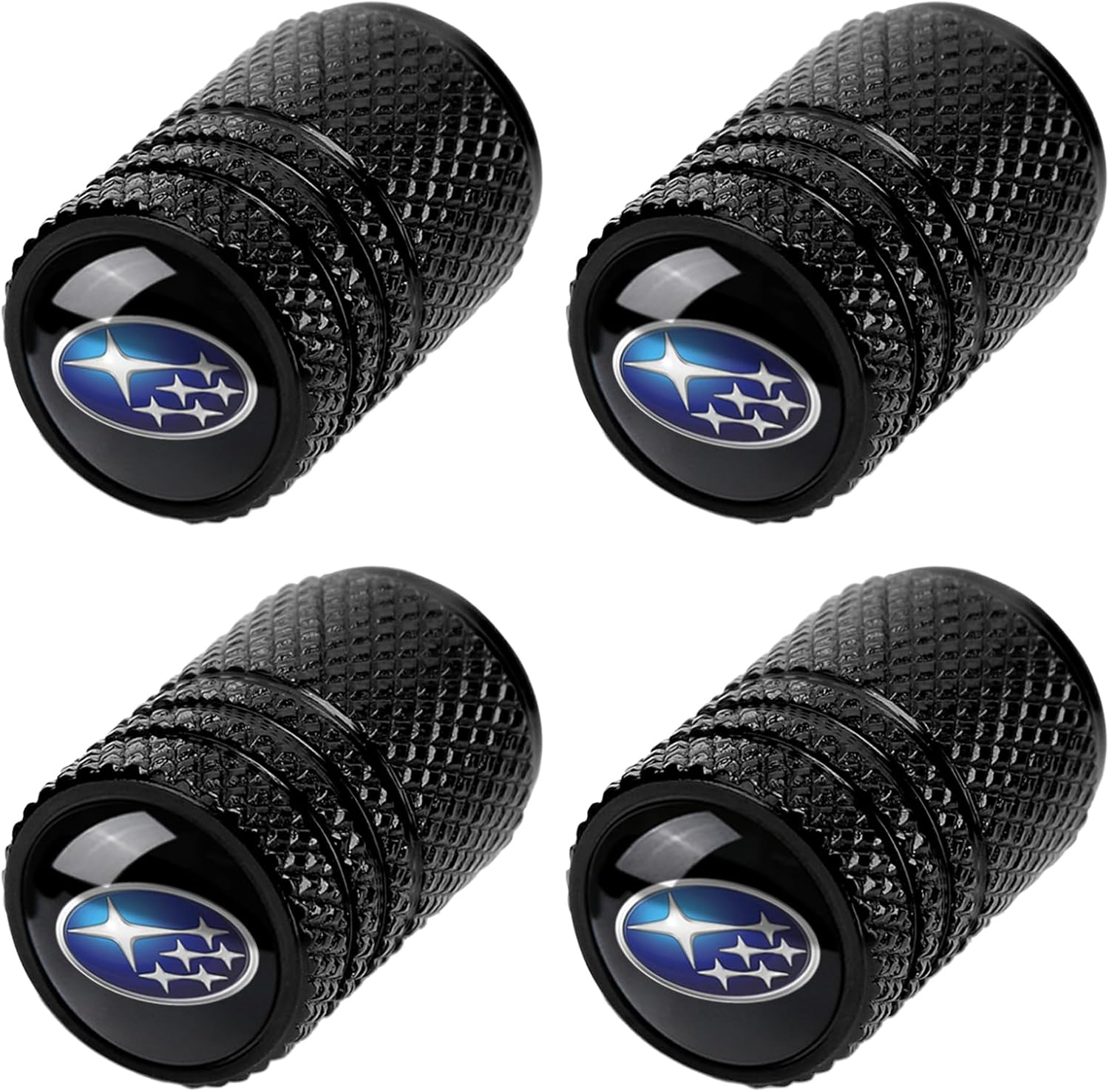 Tire Valve Stem Caps for Subaru Ascent BRZ Crosstrek Forester Impreza Legacy Outback WRX STI XV Crosstrek Metal Car Wheel Air caps Auto Valve Stem Caps Accessories 4 Pcs Black