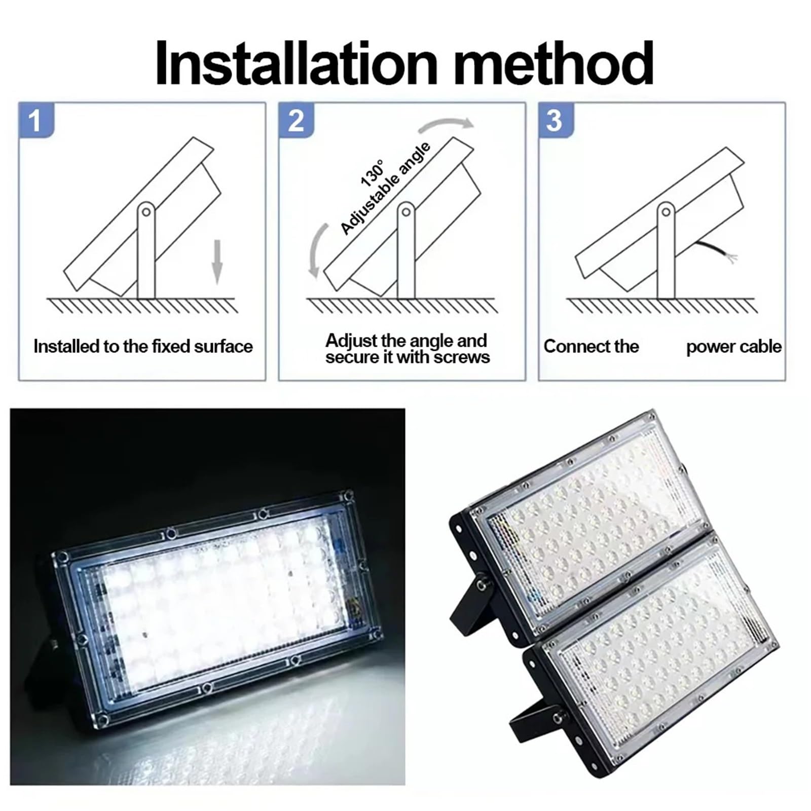 Proiettore per esterni, Proiettore LED da 50 W, illuminazione for esterni, riflettore impermeabile IP65, proiettore esterno