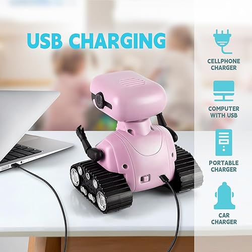 Miniatura 4 de Playsheek Robot Toys - Robot de control remoto, recargable emo, robot con demostración automática para niños, robot RC para niños, robot
