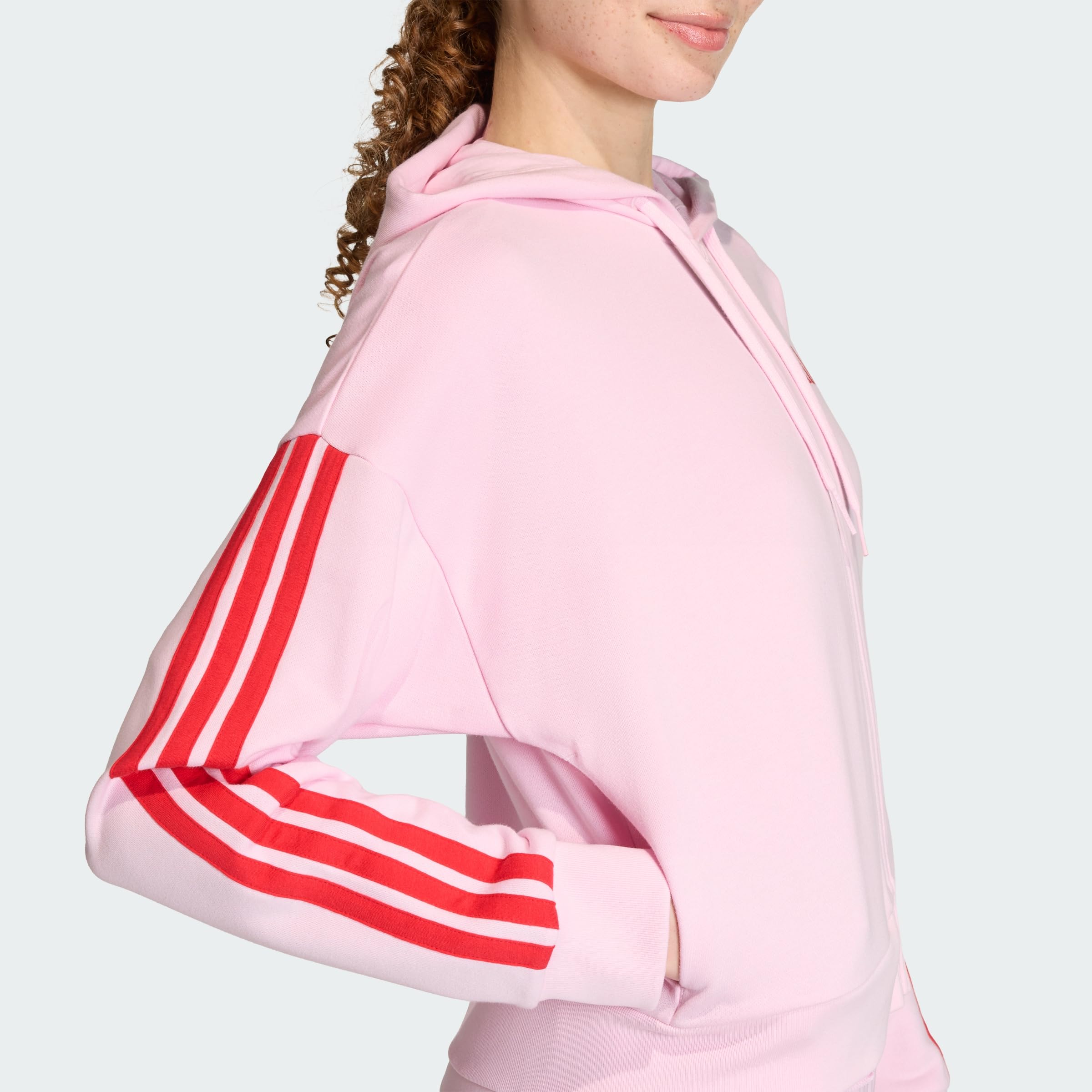 adidas Women's Chaqueta con Capucha Essentials French Terry 3 Bandas