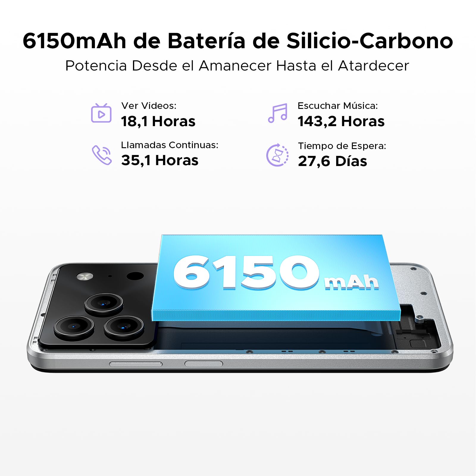 Note56Plus Andriod 16 Telefono Movil, 48GB+256GB/2TB Smartphone Octa Core 6.56" HD+ 90Hz Móvil, Batería 6150mAh, 50MP+8MP, Teléfono Móvil 8.5mm, Dual SIM 4G/ GPS/NFC/Huella/Face ID
