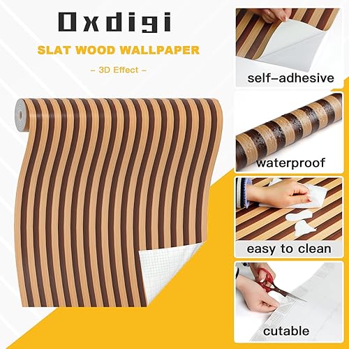 Miniatura 10 de Oxdigi Papel tapiz adhesivo autoadhesivo con efecto 3D, impermeable y extraíble, papel de contacto de PVC para encimeras y armarios, 11.8 pulgadas x