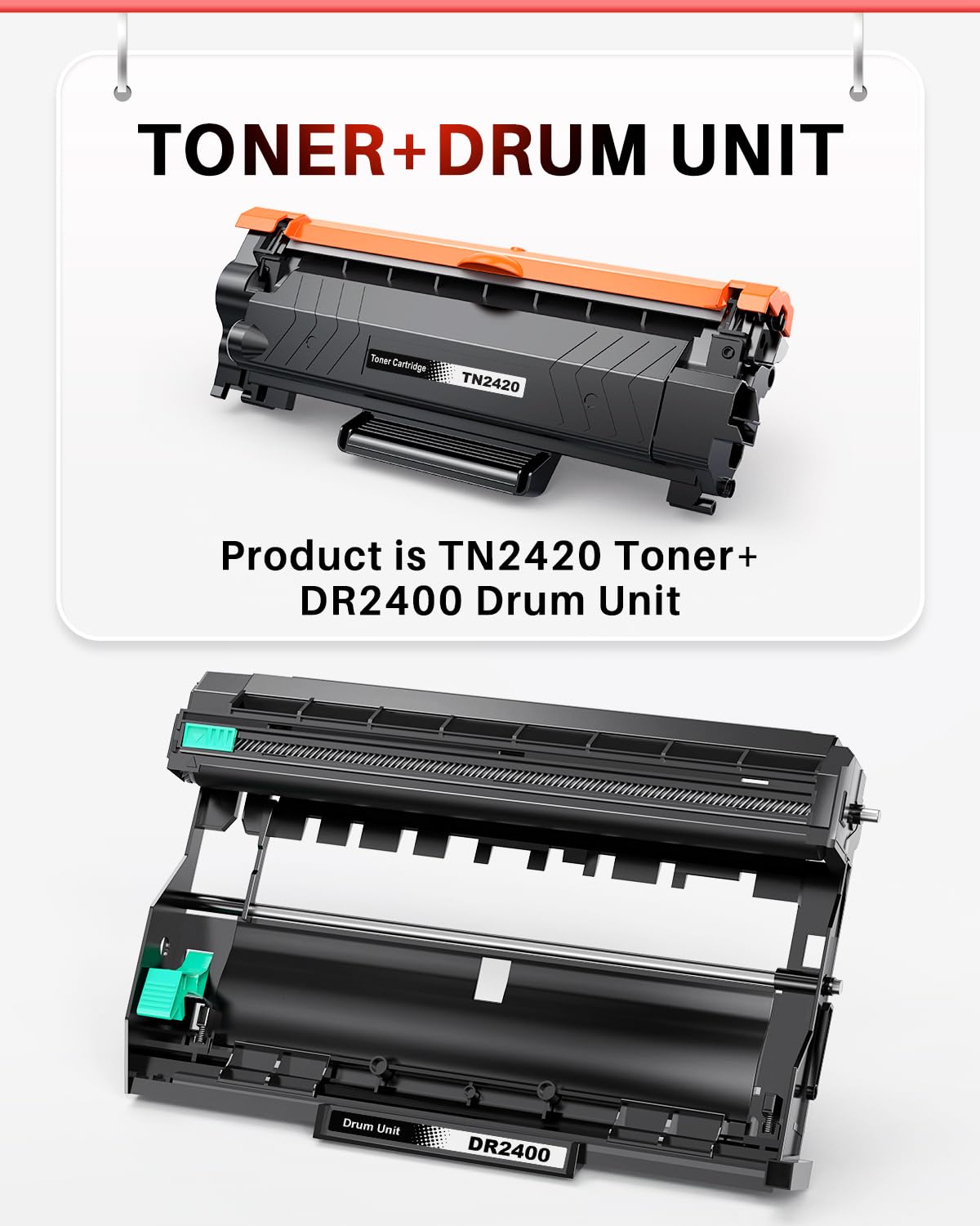 TN2420 Toner et DR2400 Tambour remplace Brother TN2420 TN2410 & DR2400 pour Brother HL-L2350DW HL-L2370DN HL-L2375DW HL-L2310D MFC-L2710DW (TN2420+DR2400)