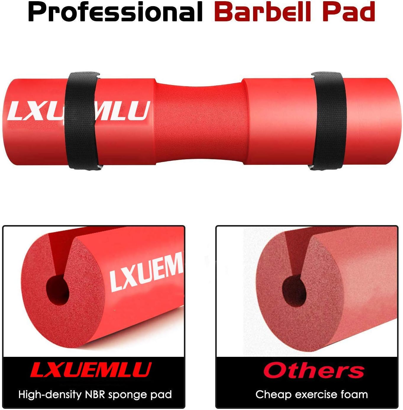 Barbell Pad Squat Pad for Squats, Lunges and Hip Thrusts - Foam Sponge Pad for Standard and Olympic Bars - Provides Relief to Neck and Shoulders While Training