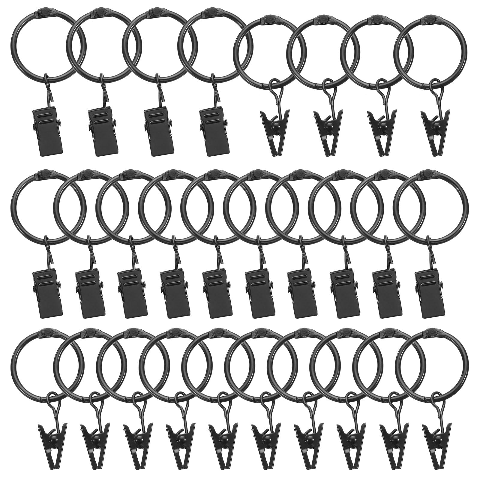 Anillos de cortina decorativos negros uxcell, ganchos vintage con acabado de alta resistencia