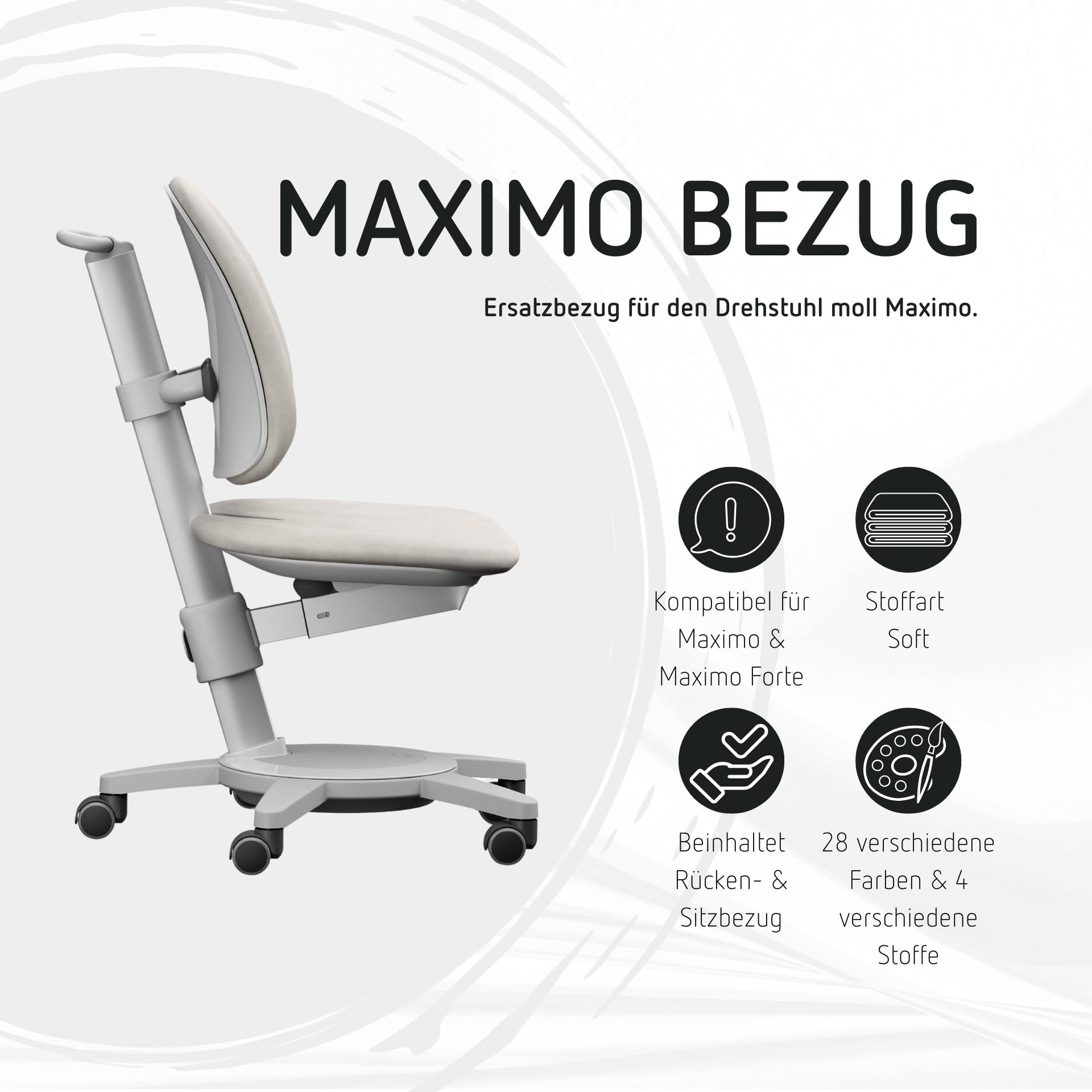 Moll Ersatzbezug Kinderschreibtischstuhl | Wechselbezug für Kinderdrehstuhl Maximo & Maximo Forte | ideal für Jungen & Mädchen | einfach montierbar | waschbar & austauschbar| Made in Germany